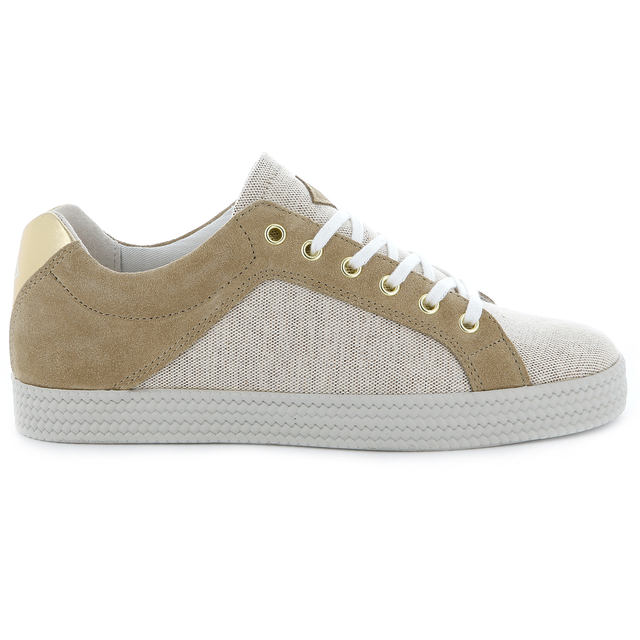 Baskets basses en Cuir Kalexia bimatières beiges