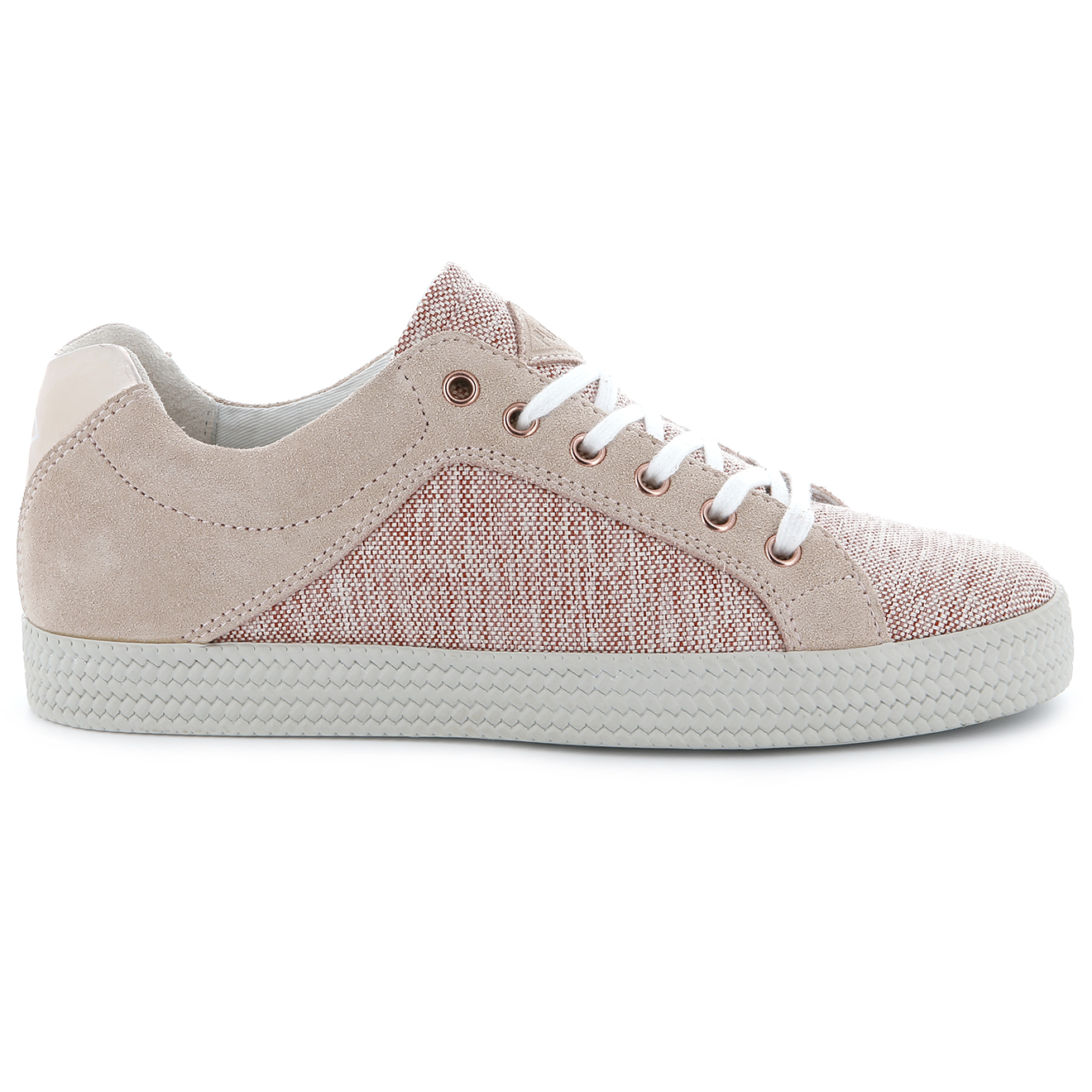 Baskets basses en Cuir Kalexia bimatières rose clair