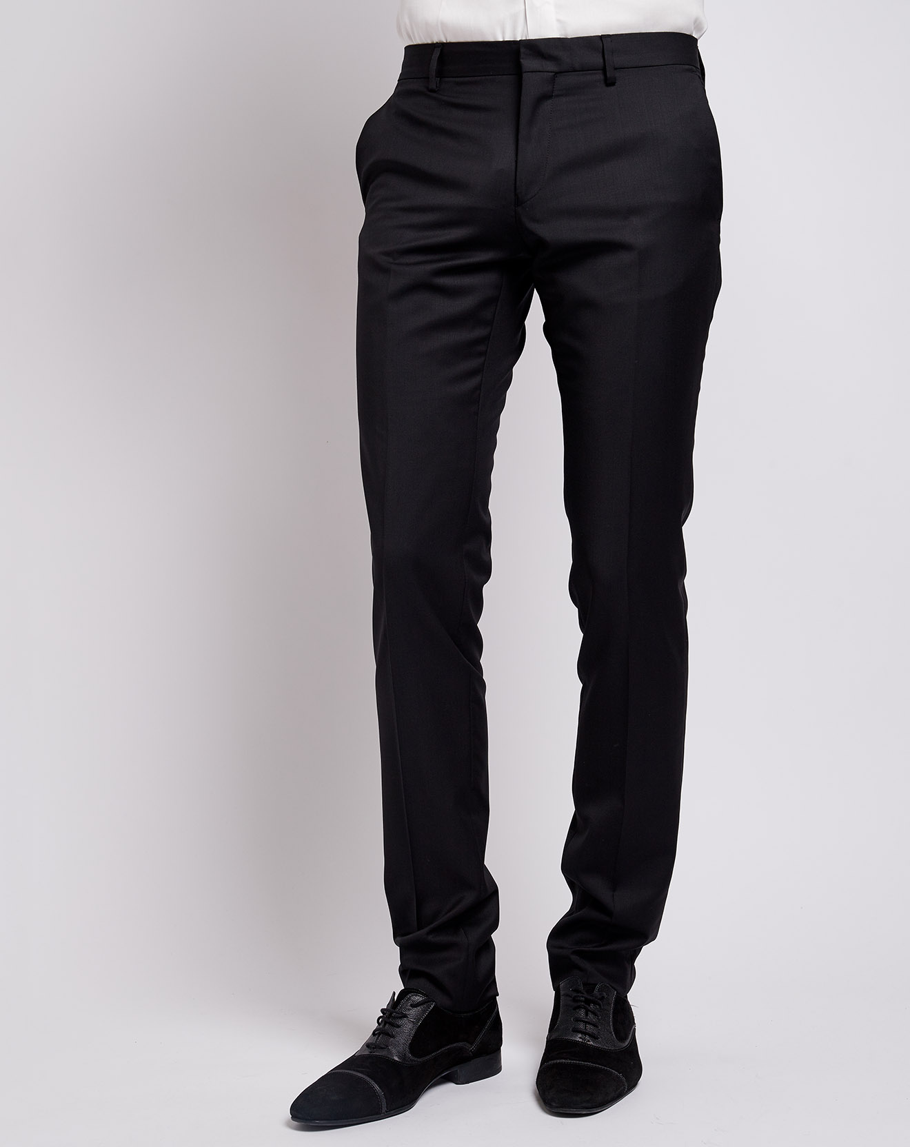 Pantalon 100% Laine Slim Super 120 noir
