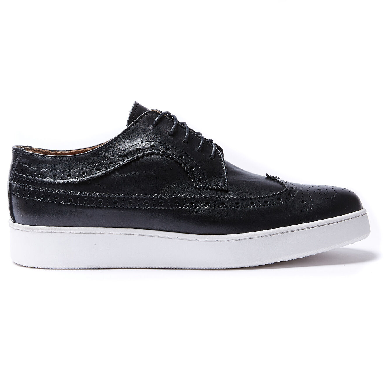 Derbies en Cuir Wing Cap noires