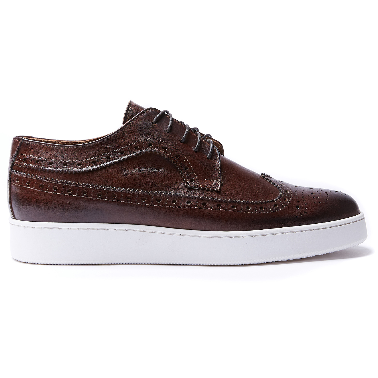 Derbies en Cuir Wing Cap marron foncé