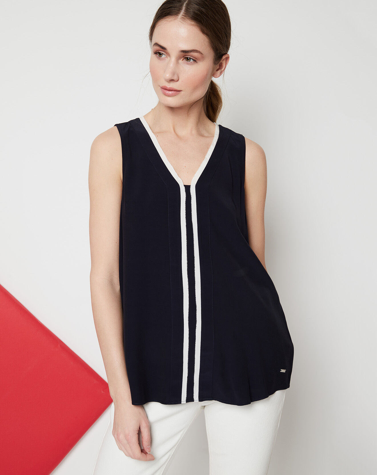 Top Nisse bleu nuit/écru