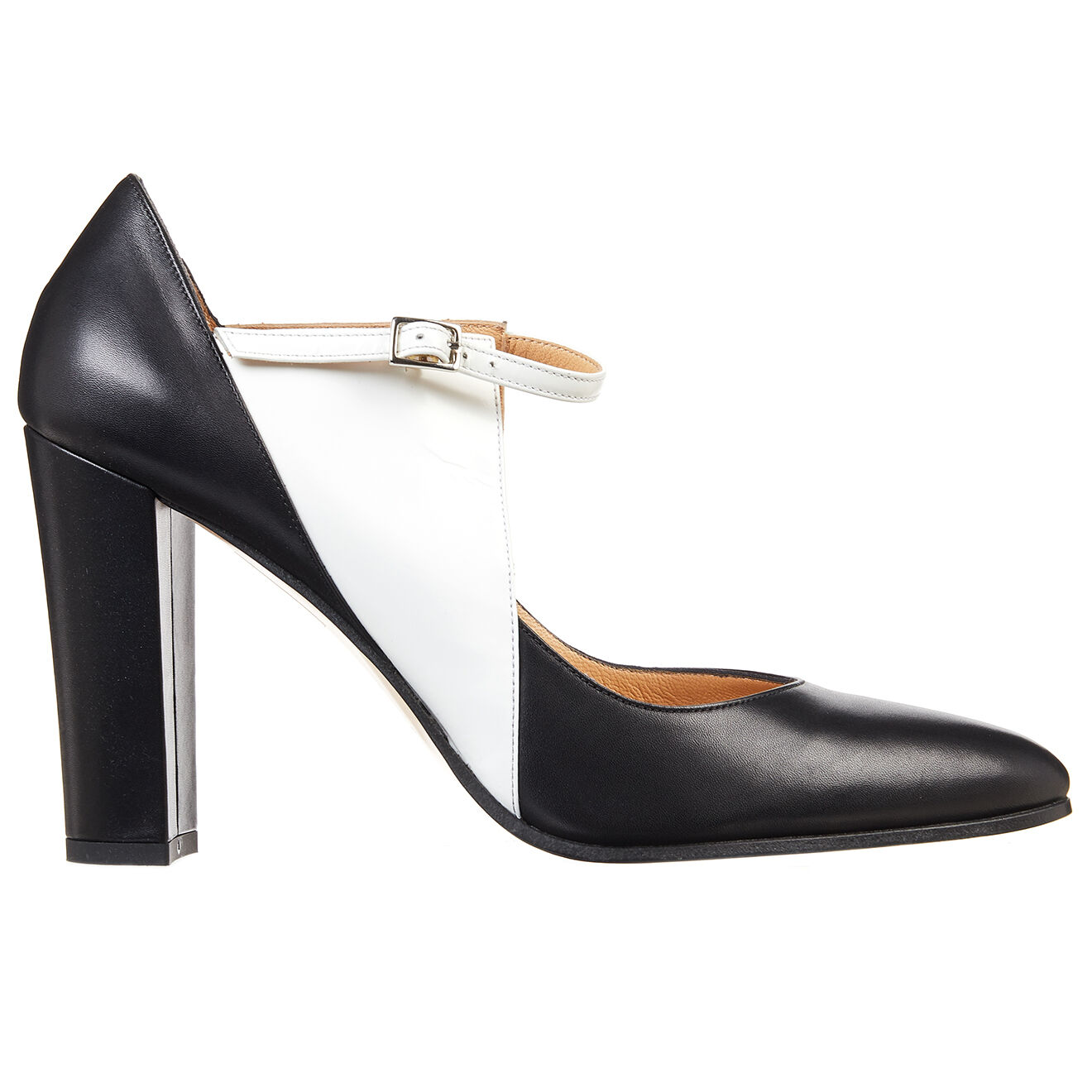 Babies en Cuir Kiadu noir/beige - Talon 9 cm
