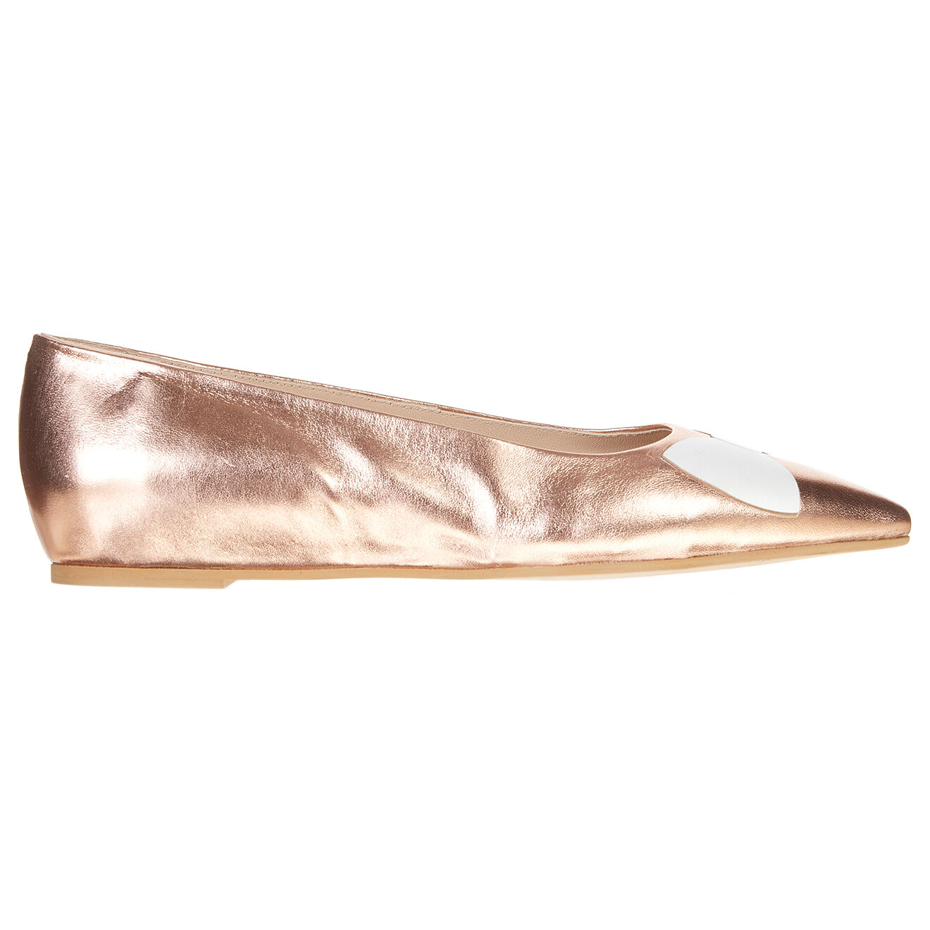 Ballerines en Cuir Plume rose/blanc
