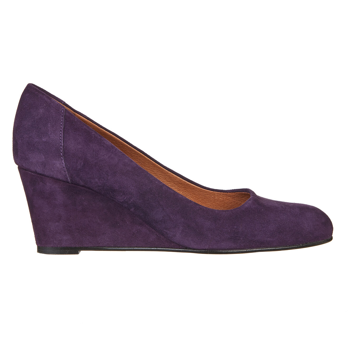 Escarpins compensées en Velours de Cuir violet - Talon 8 cm