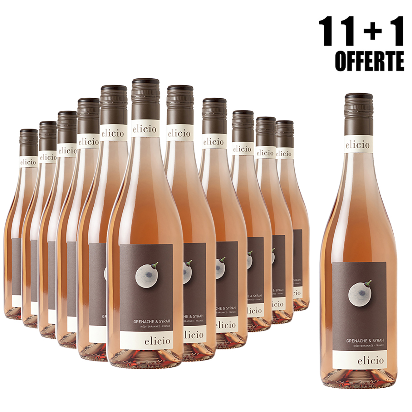 Lot de 11 IGP Méditerranée Rosé Elicio 2018 Cascavel 75cl + 1 Offerte