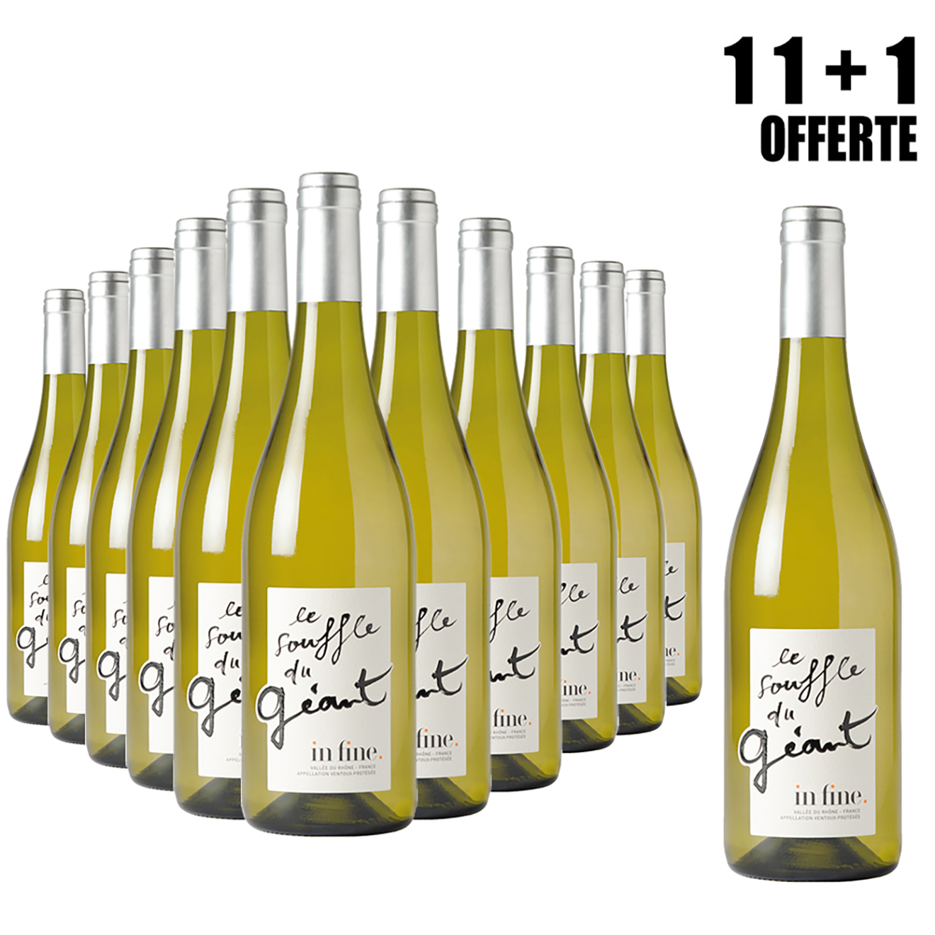 Lot de 11 Ventoux Blanc Souffle du Géant 2018 Cascavel 75cl + 1 Offerte
