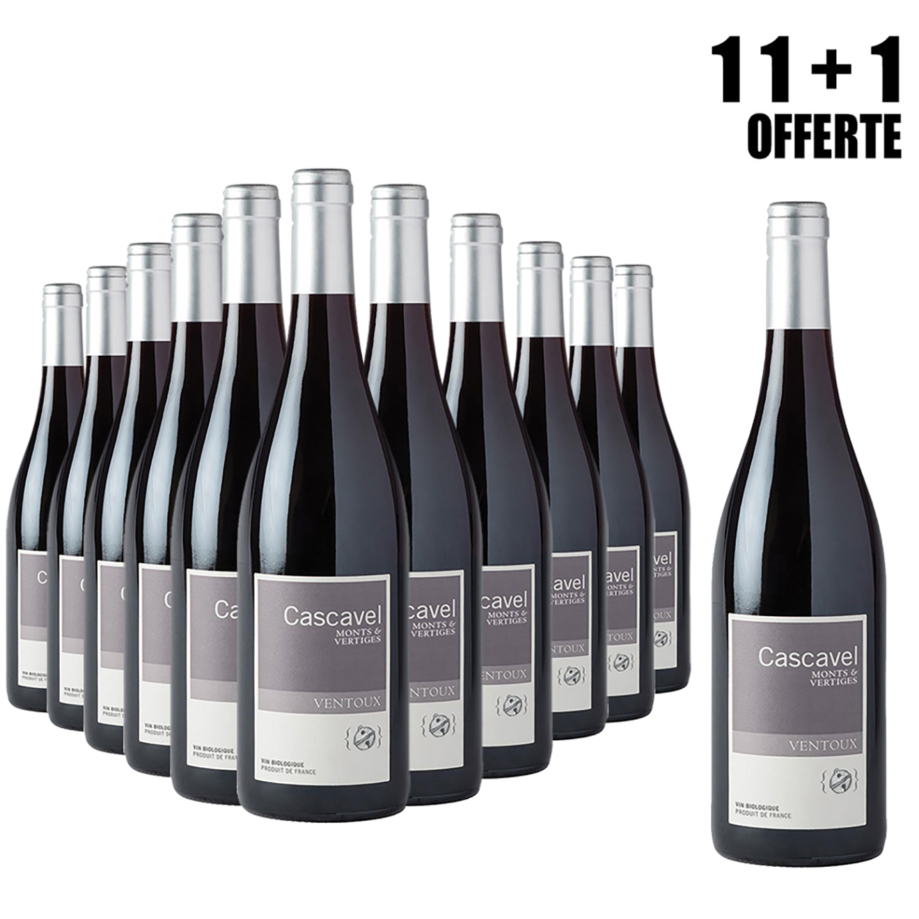 Lot de 11 Ventoux 2015 Cascavel 75cl + 1 Offerte