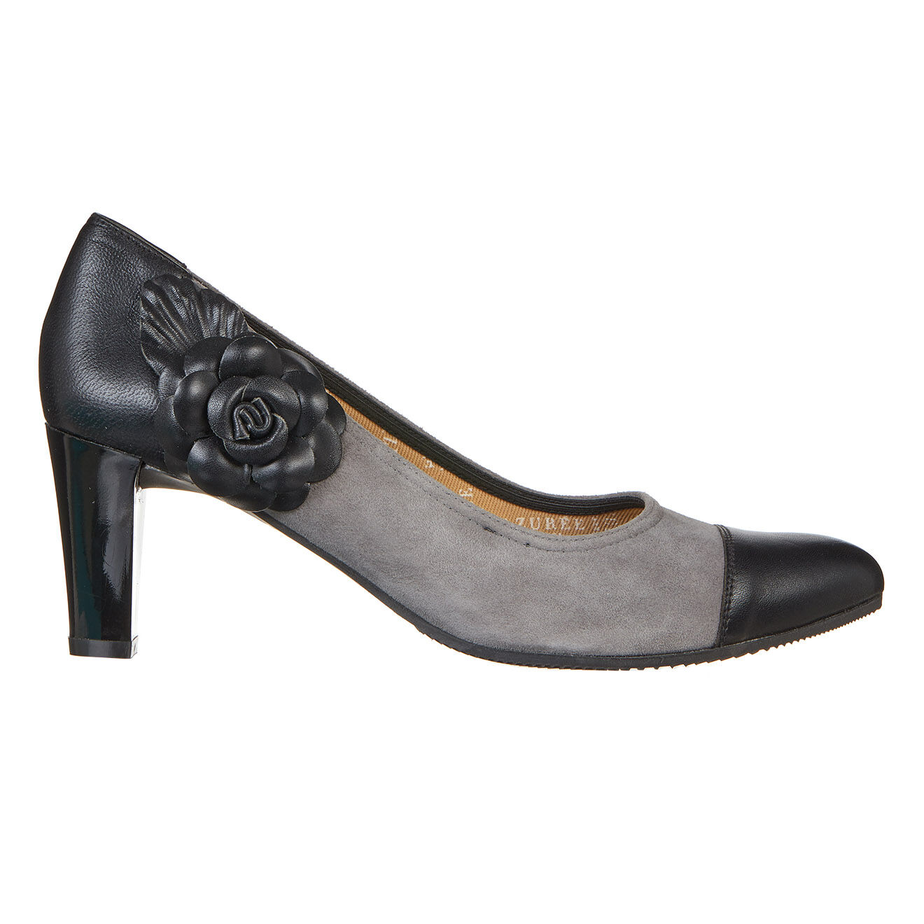 Escarpins en Cuir et Velours de Cuir Orla gris/noir - Talon 6 cm