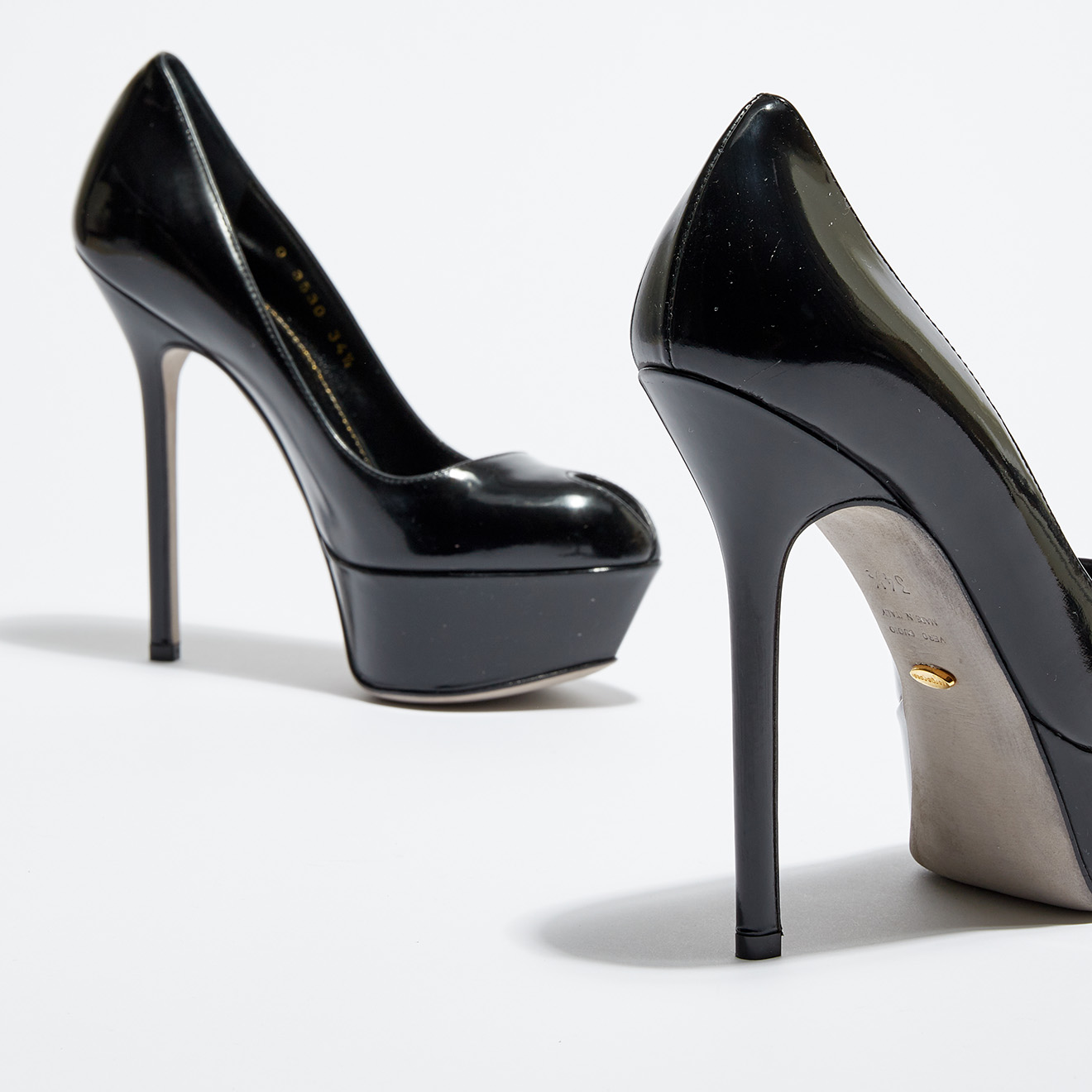 Escarpins en Cuir vernis Vit open-toe noirs Talon 13 cm