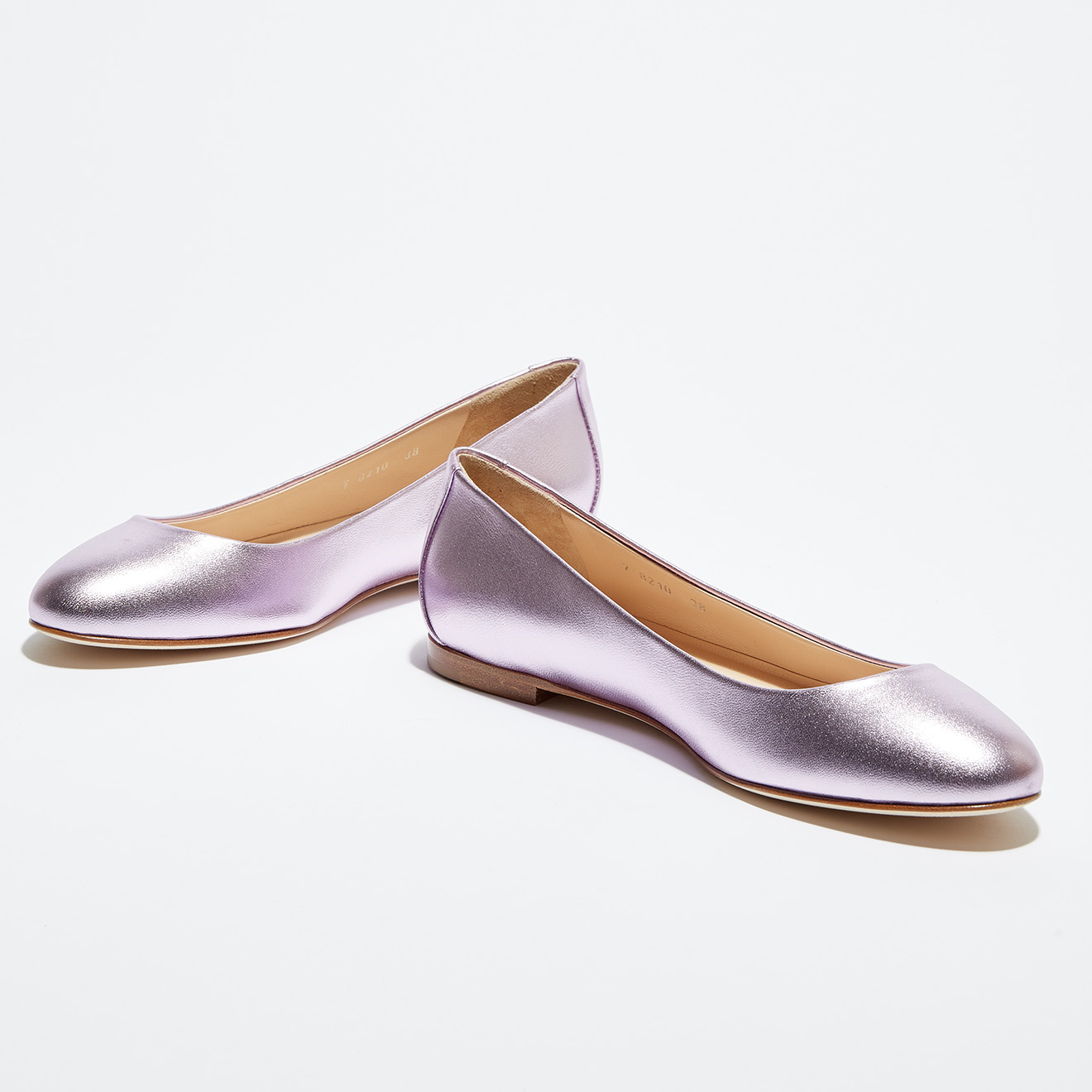 Ballerines en Cuir Nappa Silk lilas doré