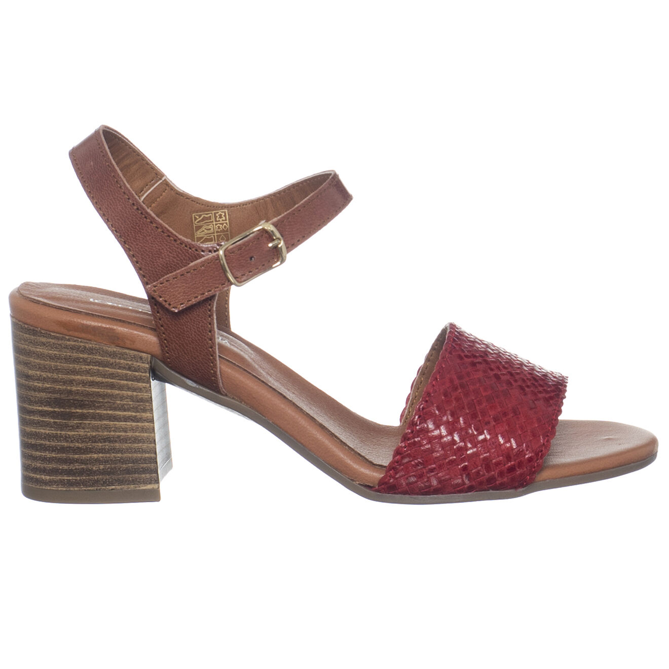 Sandales en Cuir Valerio cognac/rouge - Talon 6.5 cm