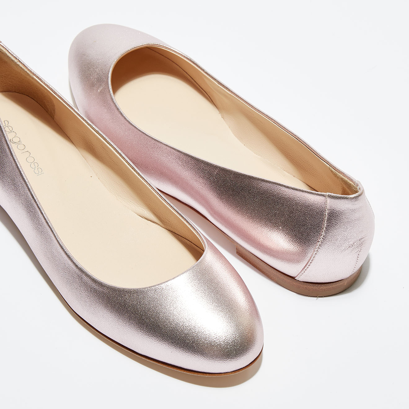 Ballerines en Cuir Nappa Silk rose doré