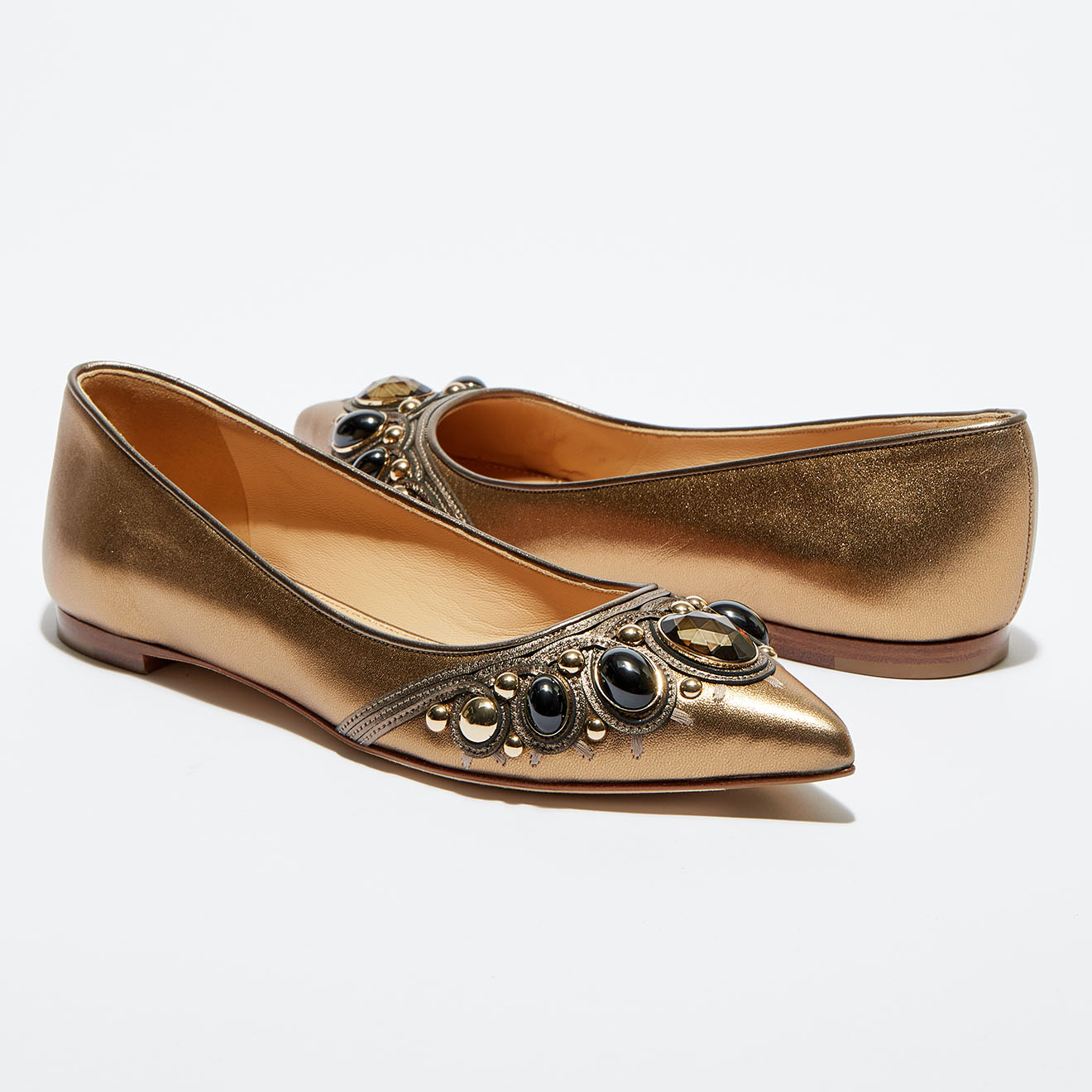 Ballerines en Cuir Chiaro strass bronze