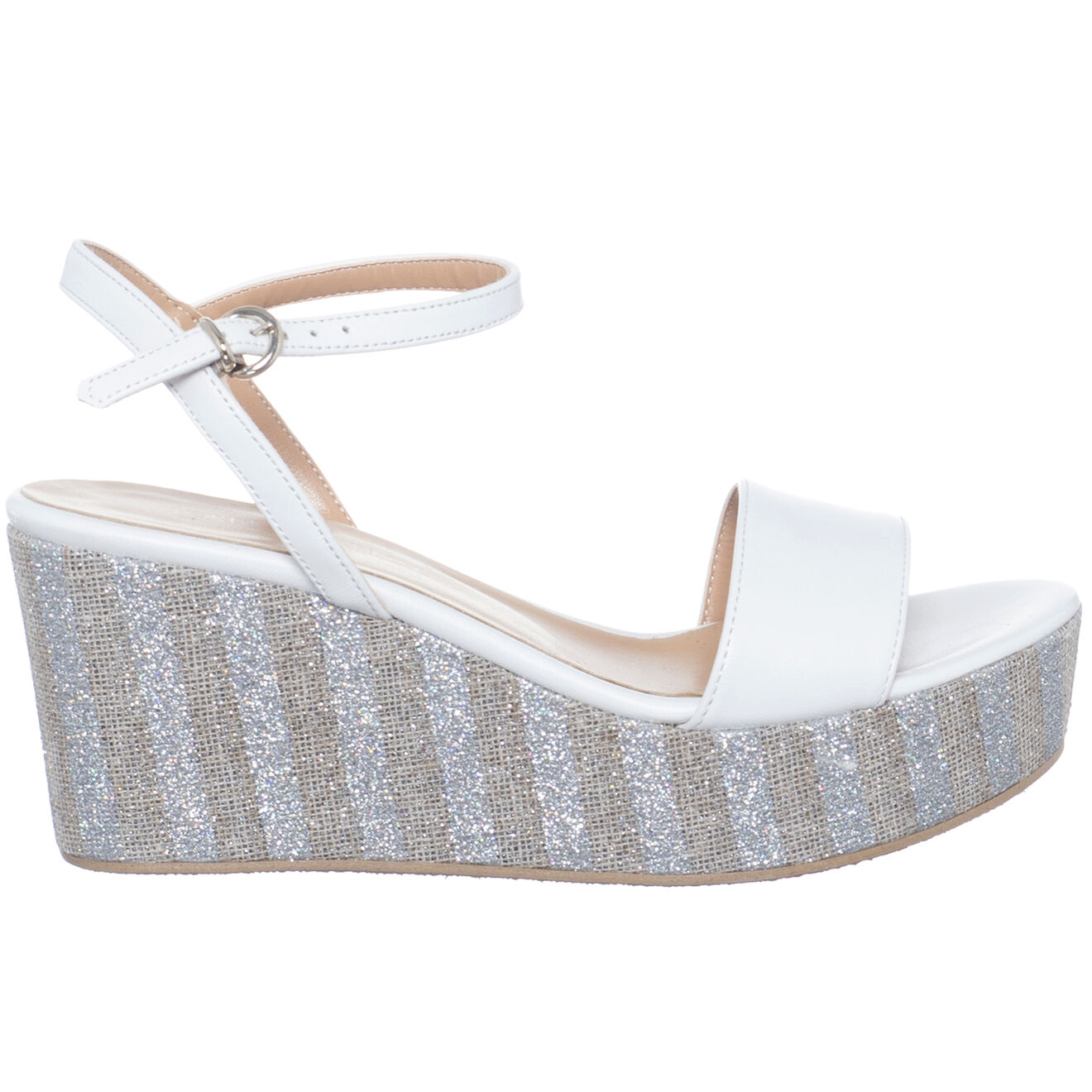 Sandales en Cuir Pelle blanches - Talon 8 cm