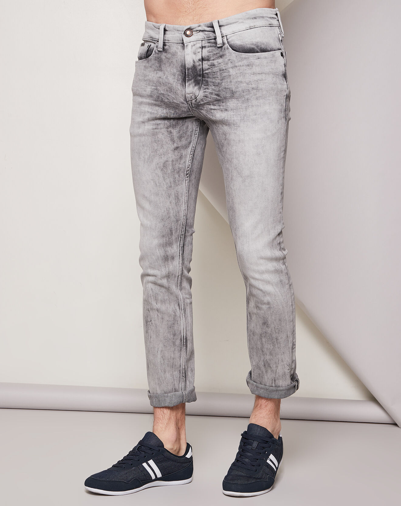 Jean skinny Naec natural erosion comfort gris clair