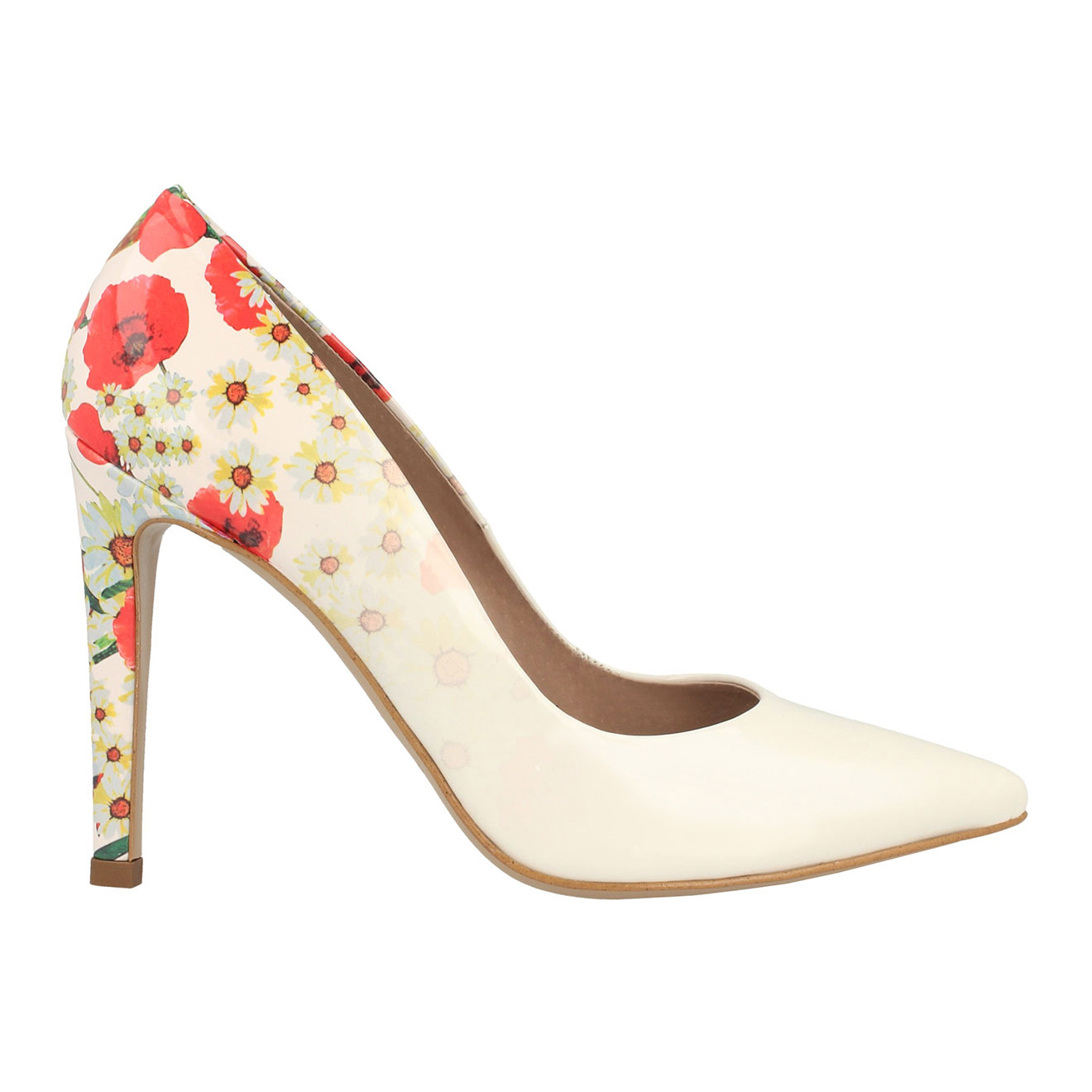 Escarpins Flower blanc/rouge Talon 10 cm