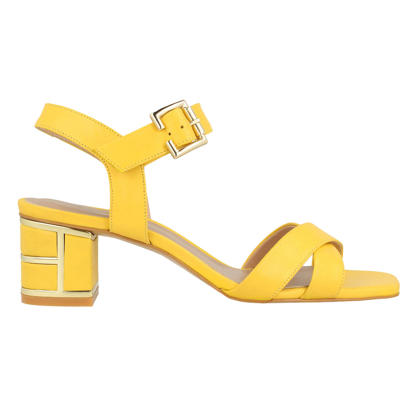 Sandales en Cuir Rosa jaunes Talon 5 cm