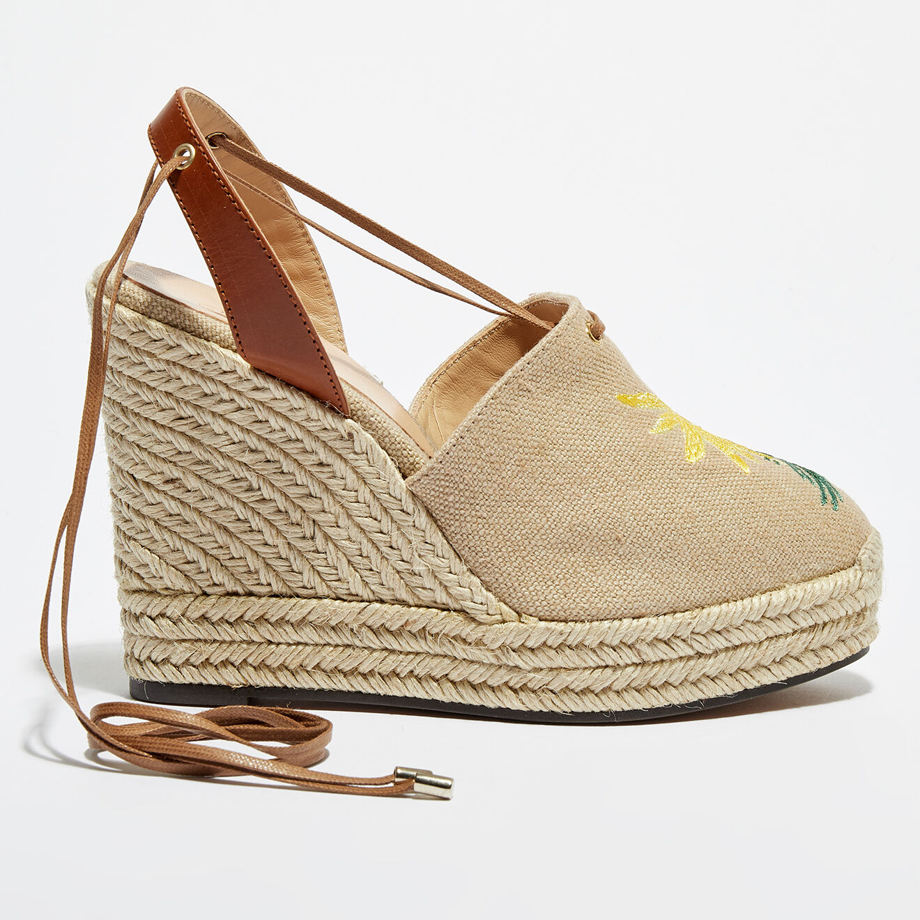 Espadrilles compensées Sita naturel/jaune - Talon 13 cm