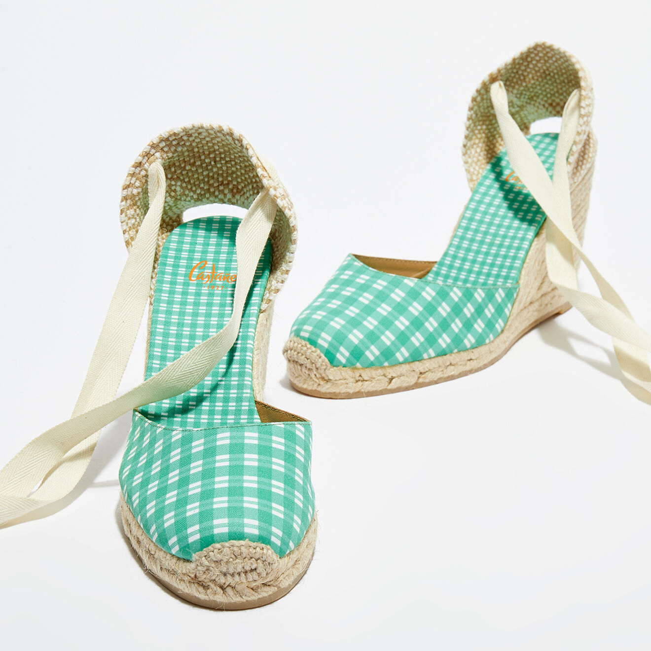 Espadrilles compensées Carina vertes - Talon 9.5 cm