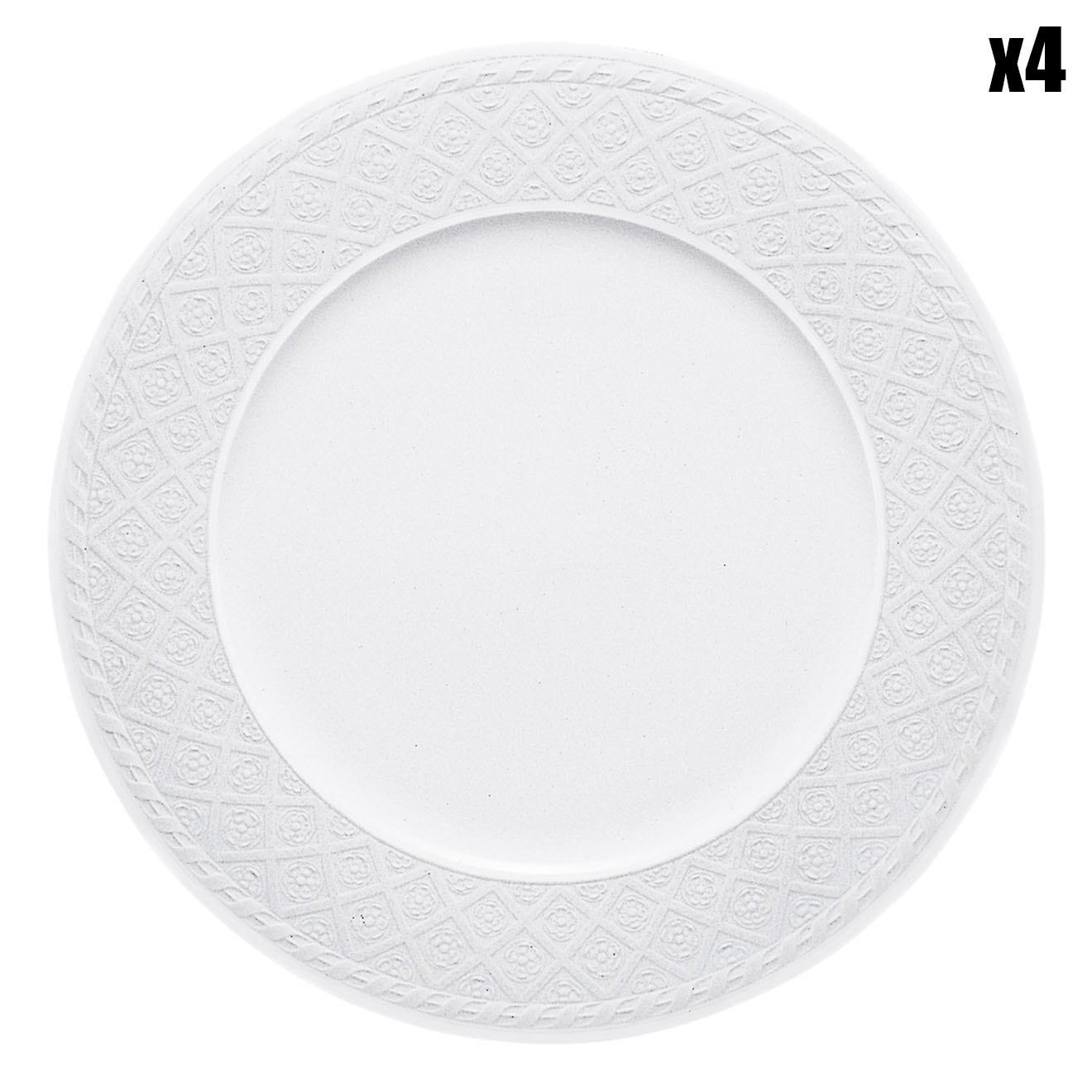 4 Assiettes d'accueil Cellini blanches - D.31 cm