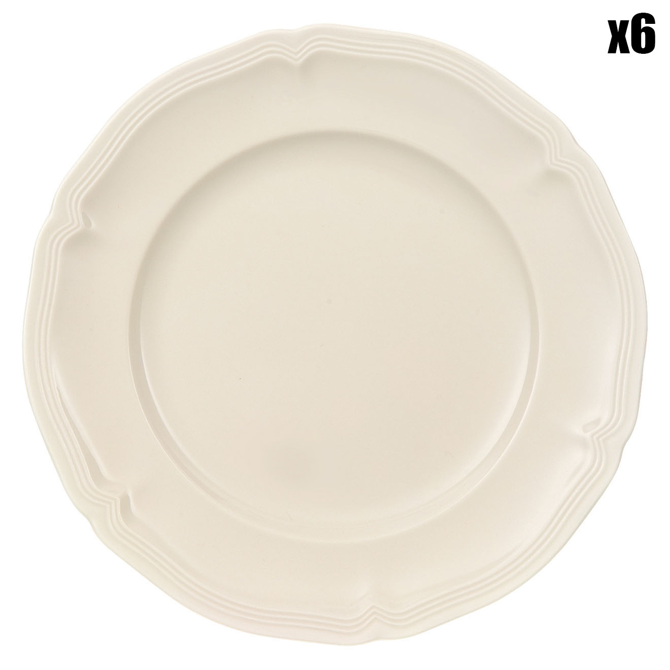 6 Assiettes à pain Manoir blanches - D.17 cm