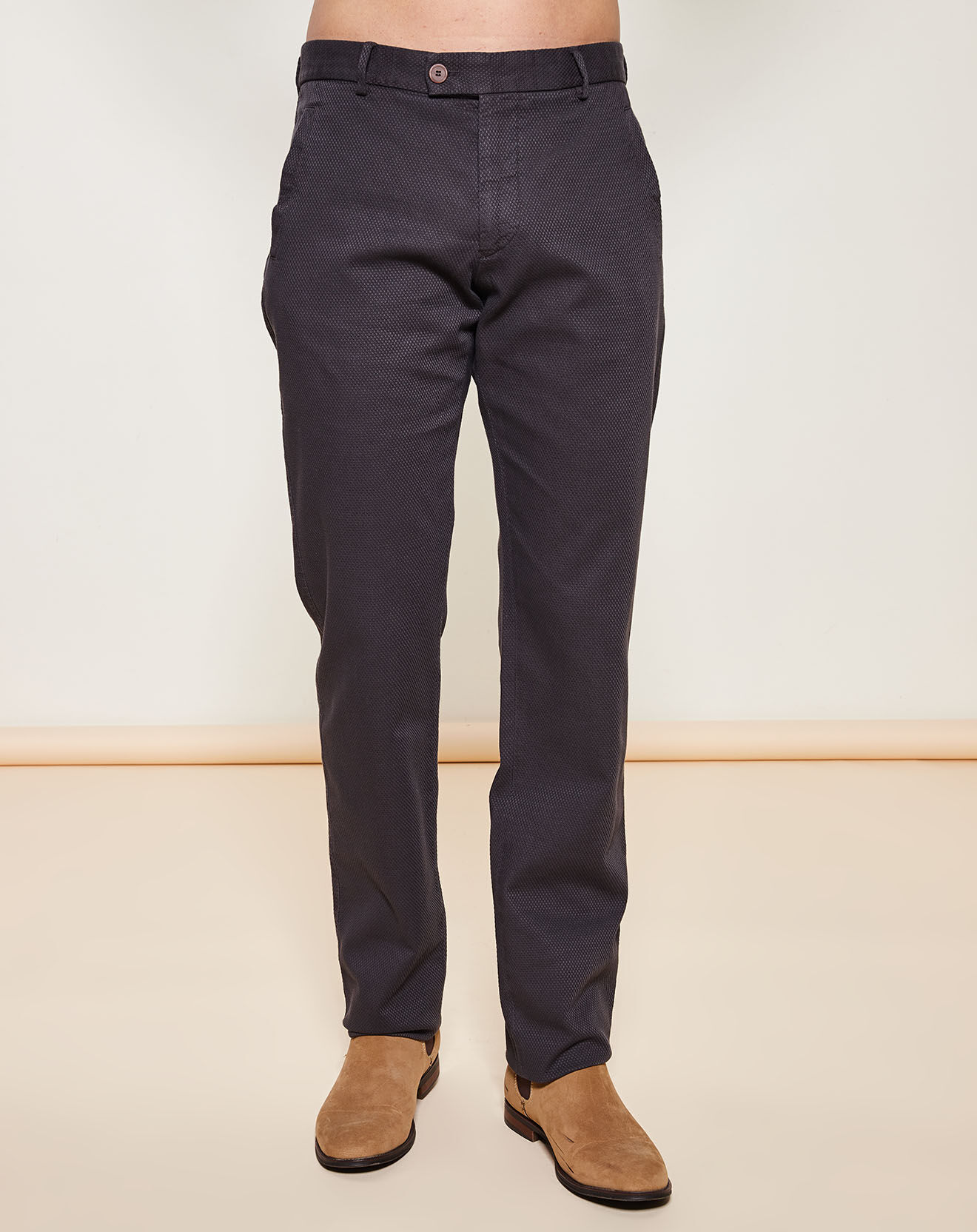 Pantalon coupe droite texturé gris foncé