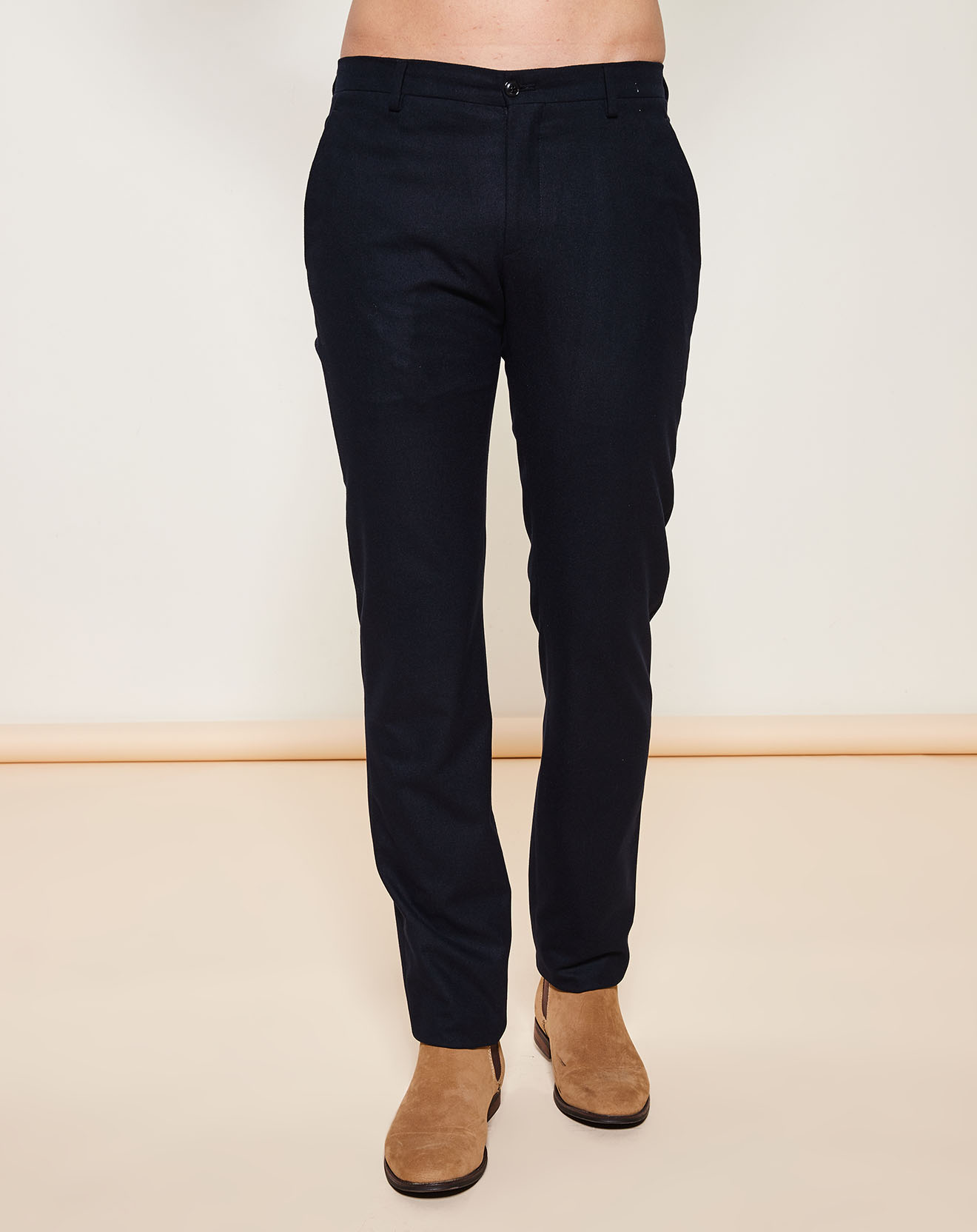 Pantalon coupe droite texturé marine