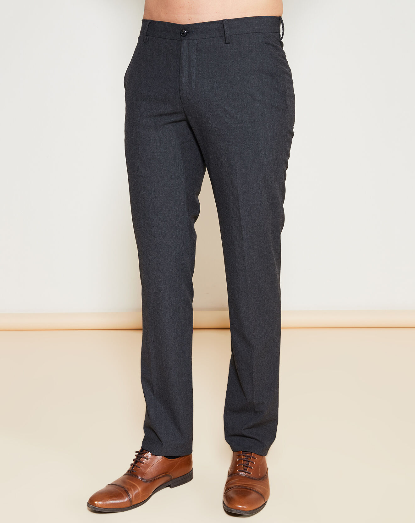 Pantalon fluide coupe droite chiné gris foncé