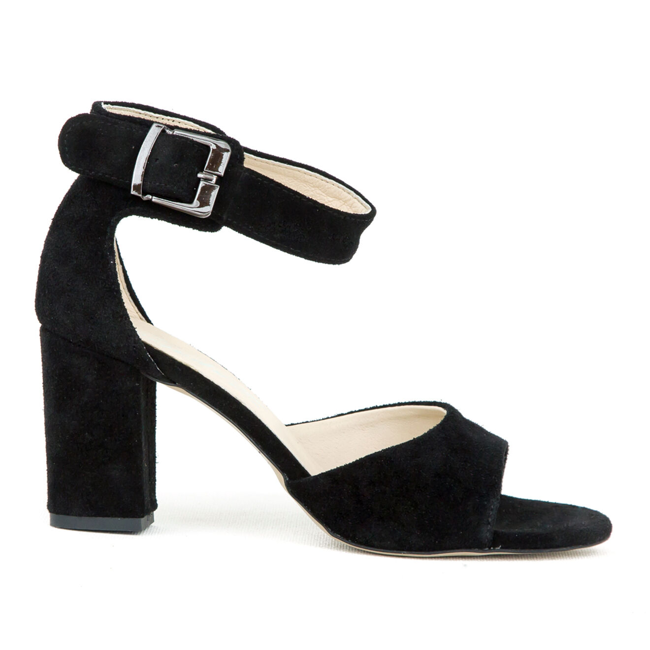 Sandales en Velours de Cuir Tina noires - Talon 7.5 cm