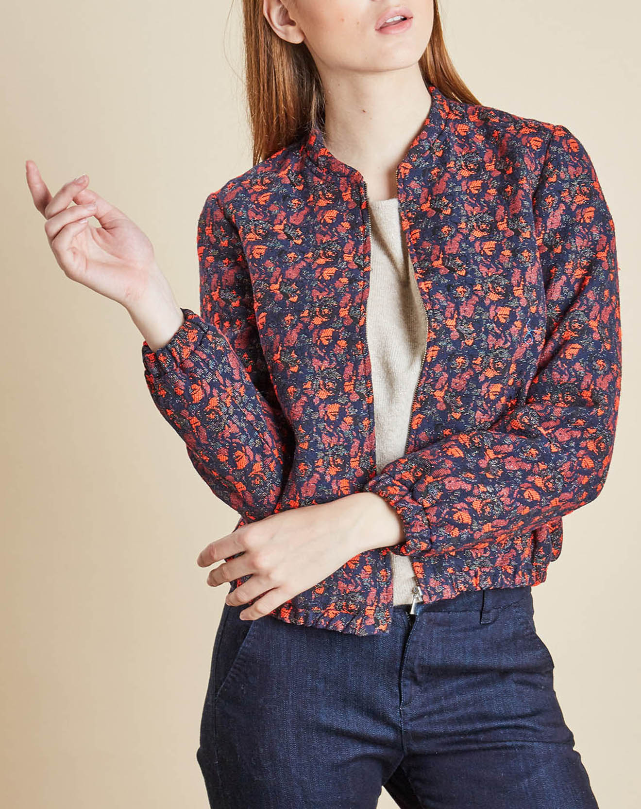 Bomber Dorothy court à motifs fantaisire lipstick