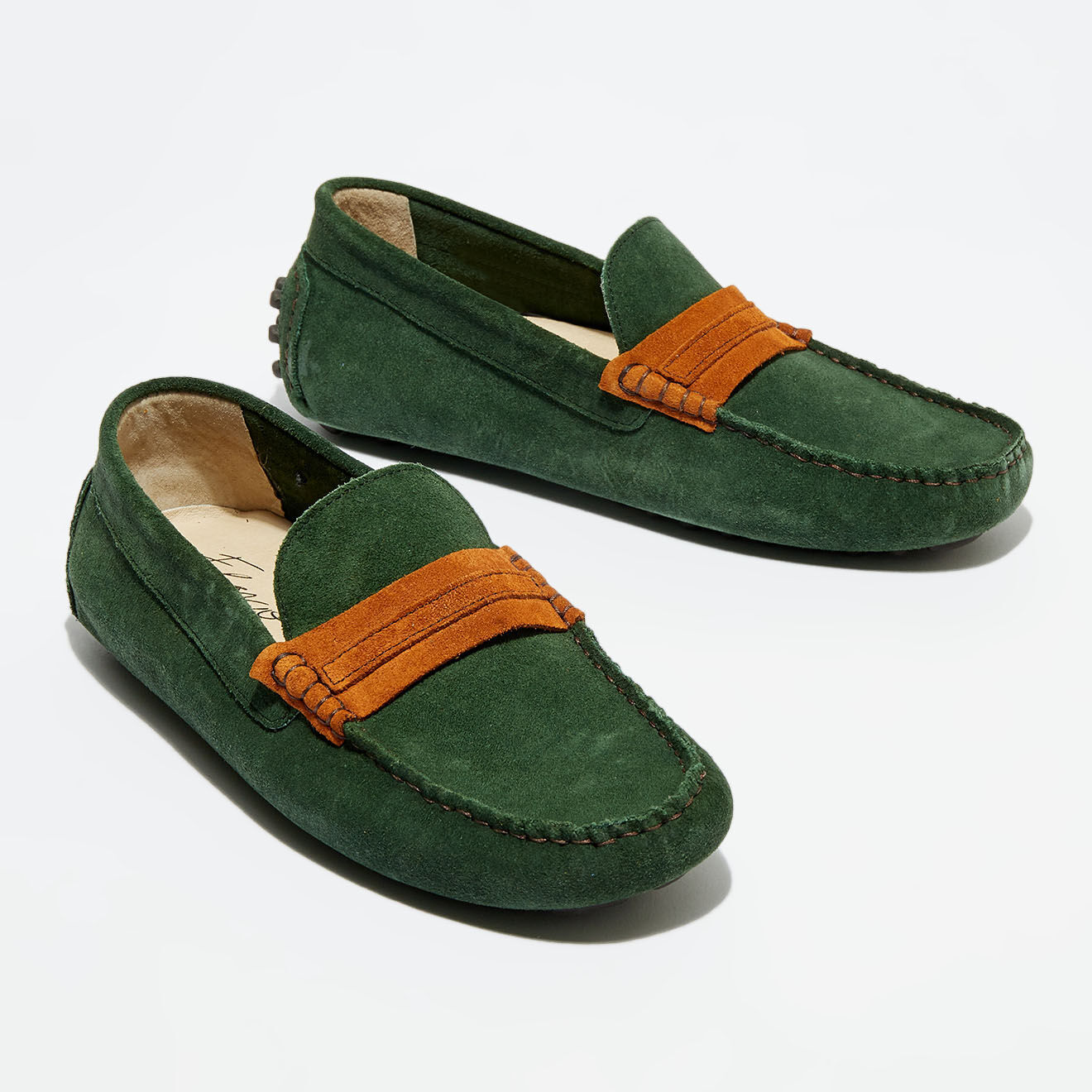 Mocassins en Velours de Cuir Mesias verts