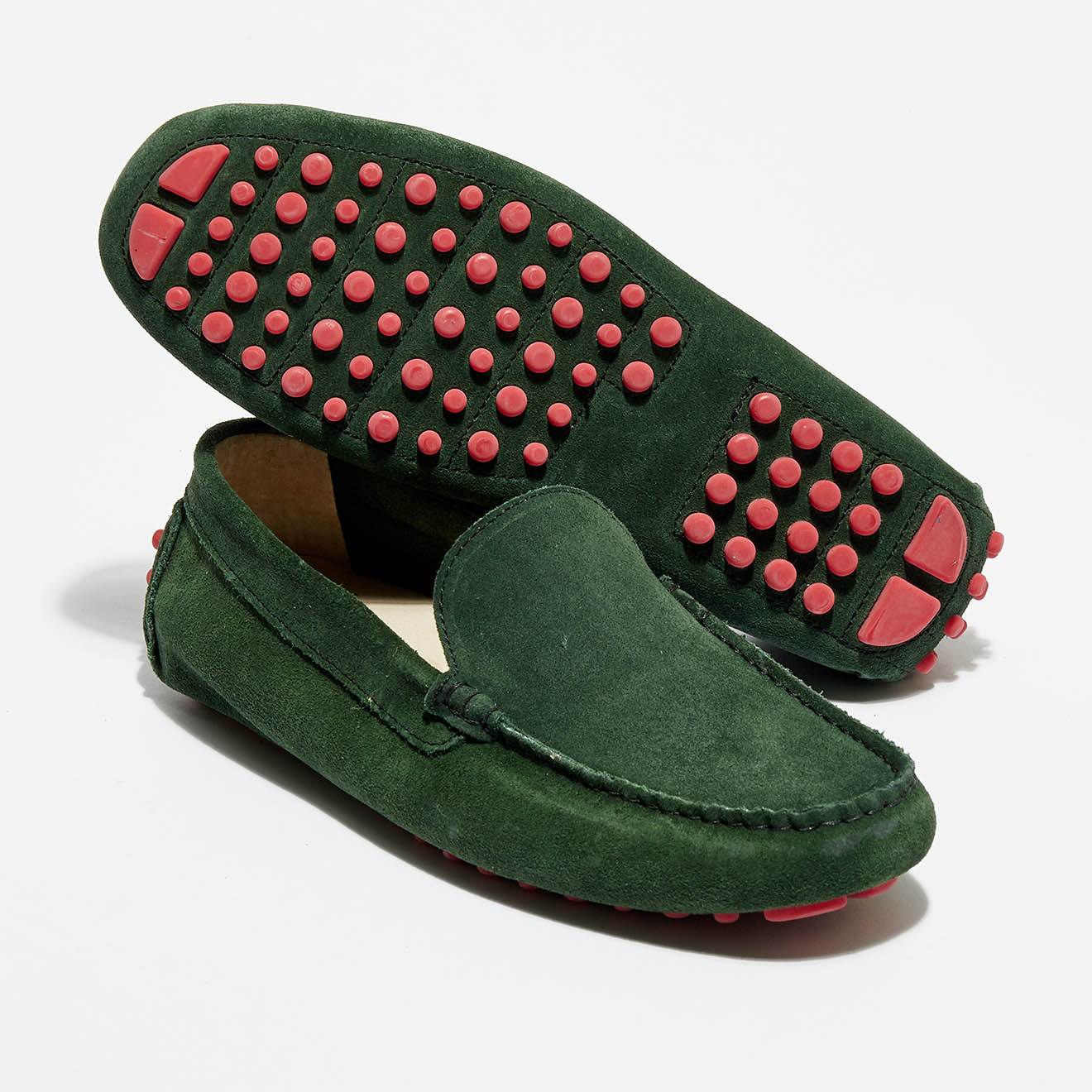 Mocassins en Velours de Cuir Matteo verts