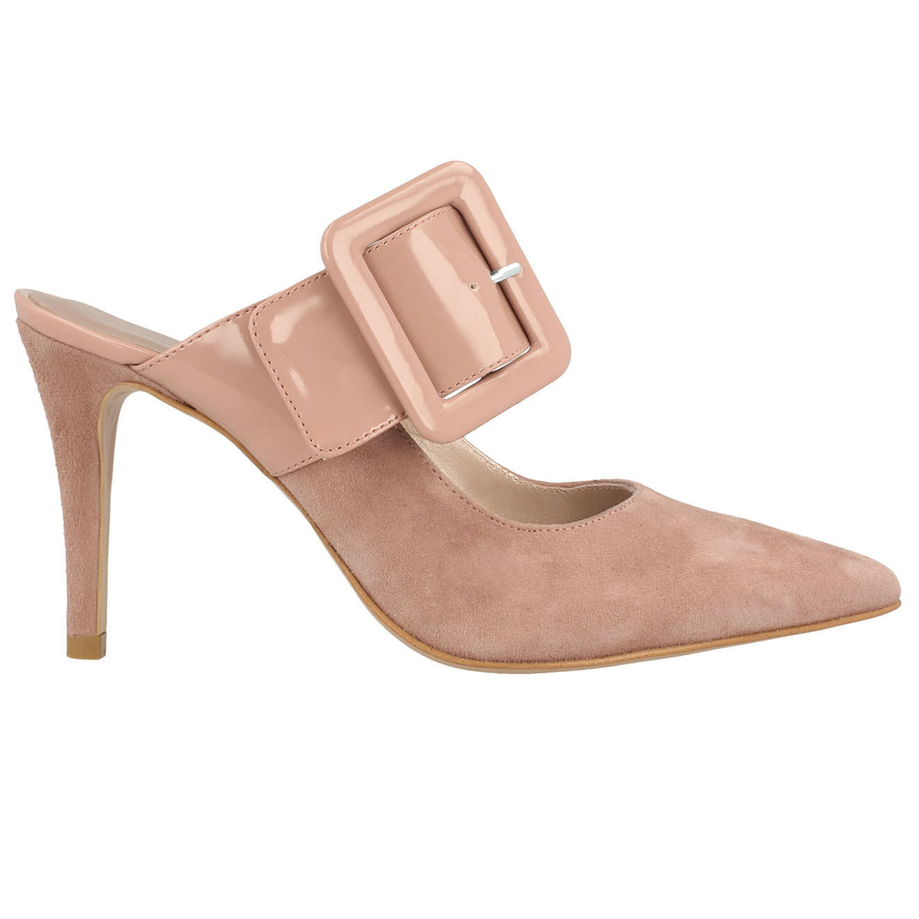 Mules en Velours de Cuir Mila nude Talon 8 cm