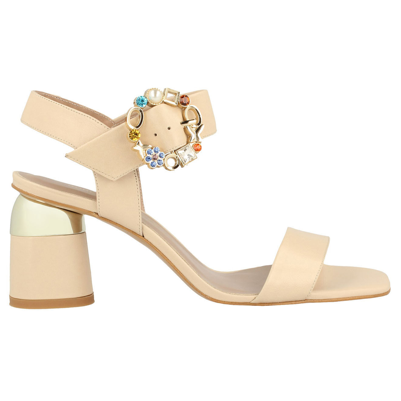 Sandales en Cuir Mya beiges Talon 6.5 cm