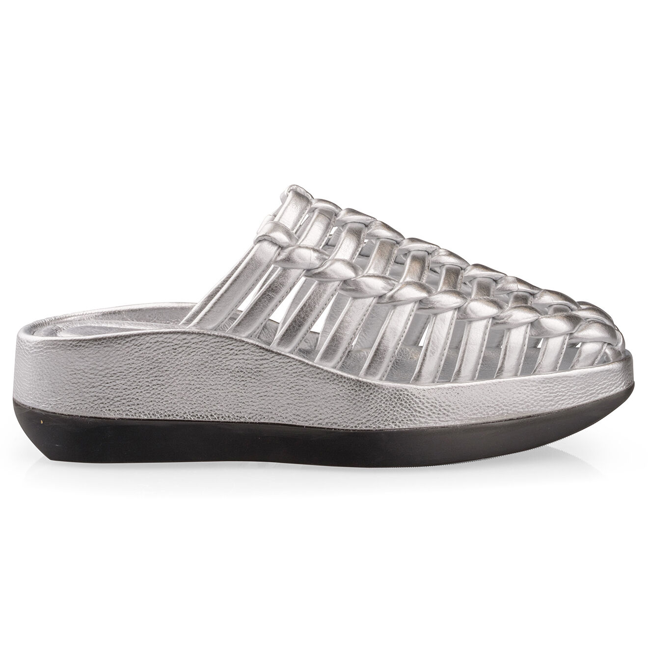 Mules compensées en Cuir Alexia argentées - Talon 5 cm