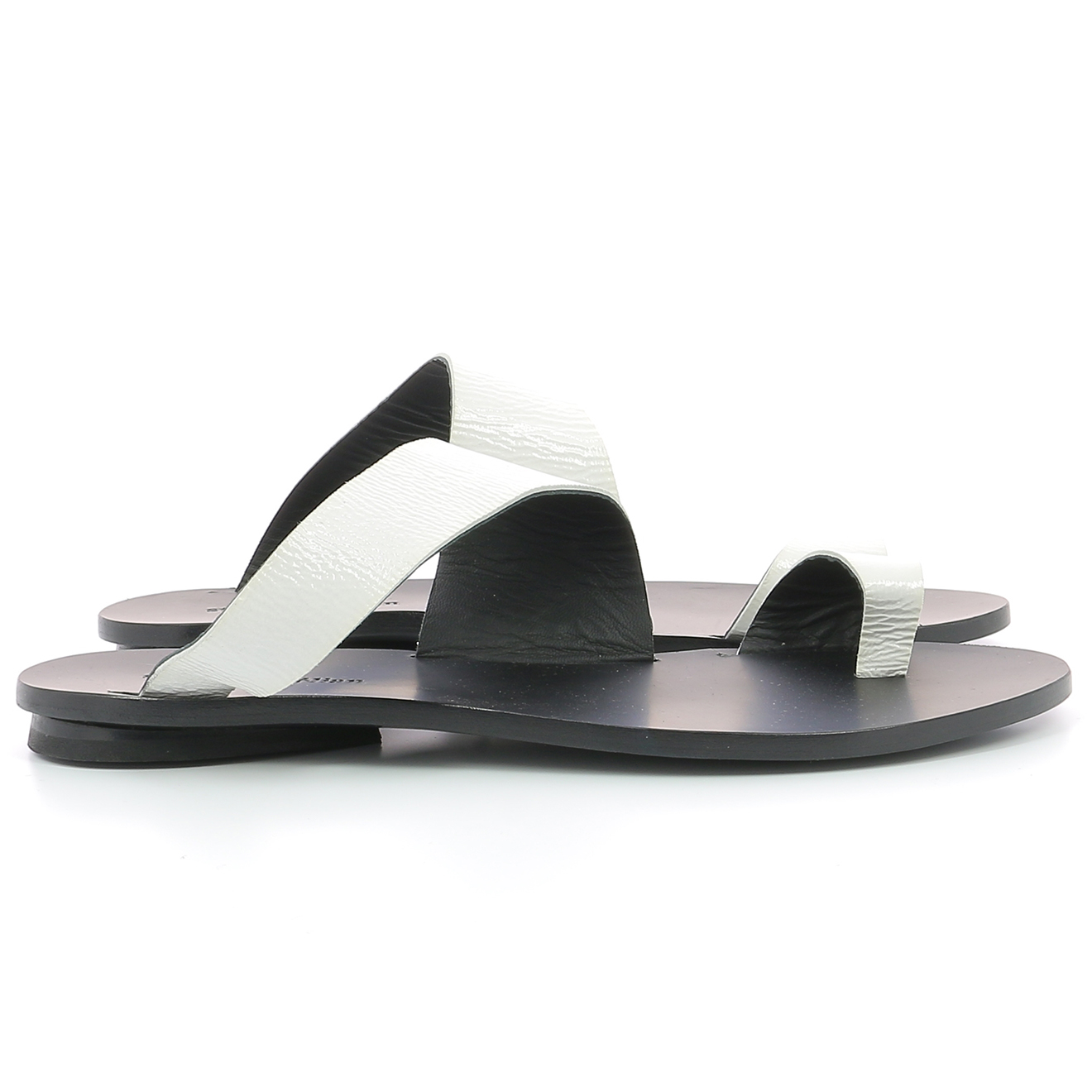 Sandales en Cuir lisse Fleur blanches