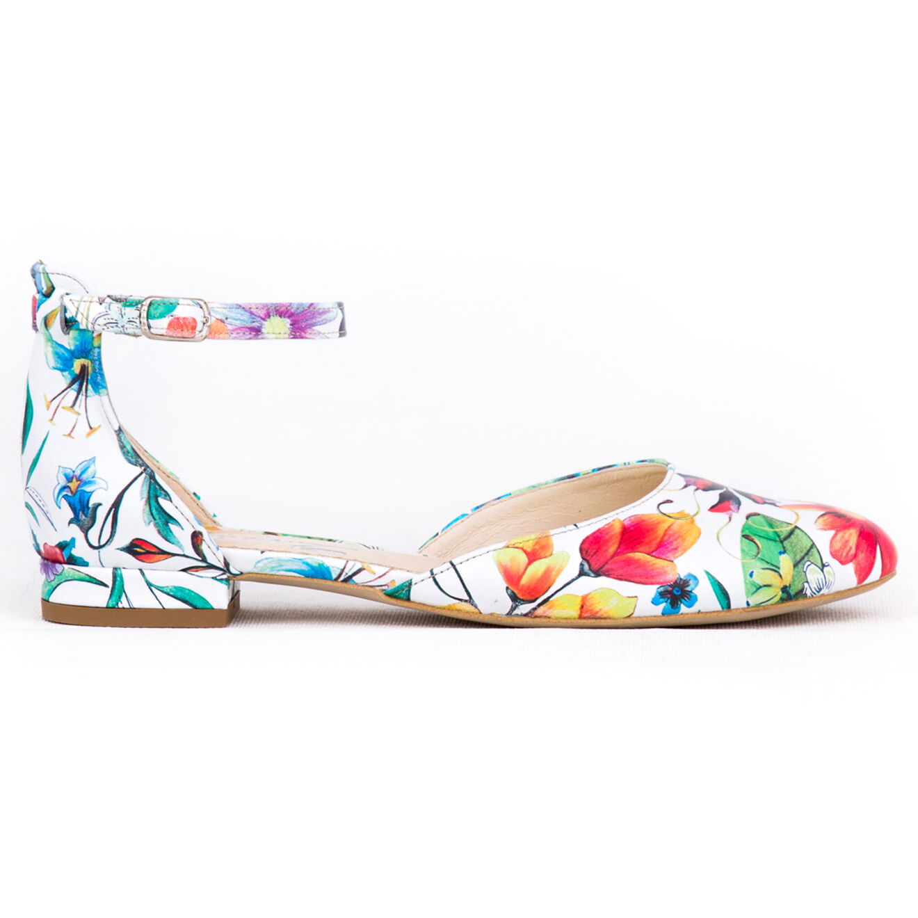Ballerines en Cuir Mathilde blanc/multicolore