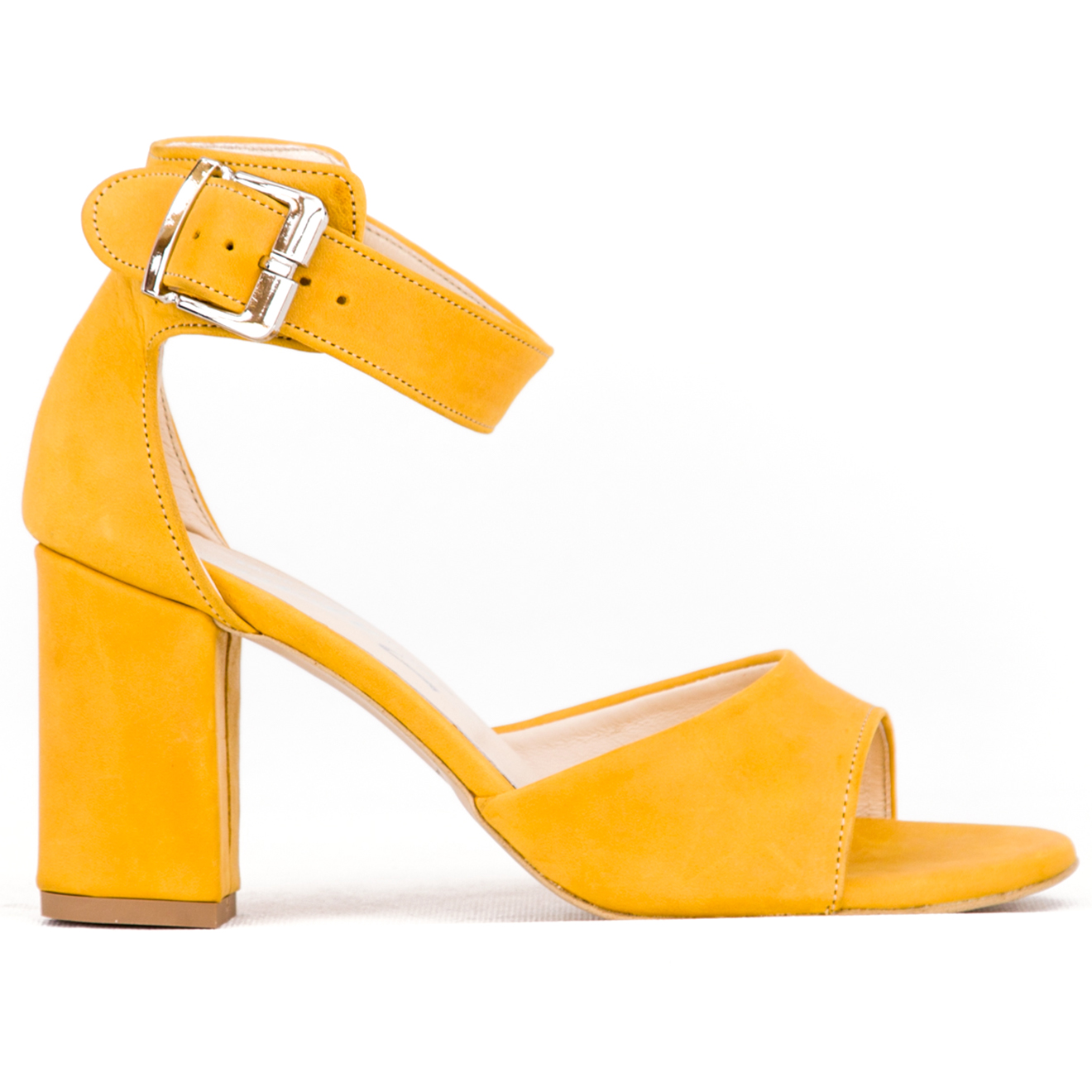 Sandales en Velours de Cuir Manon moutarde - Talon 7.5 cm