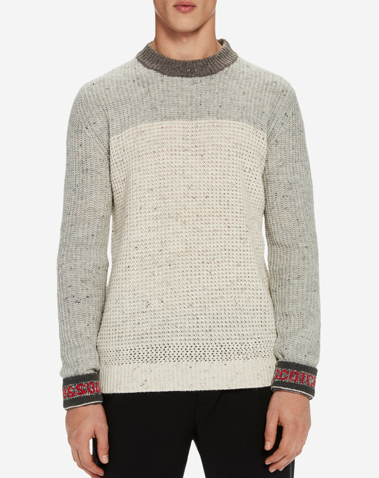 Pull color-block gris/beige