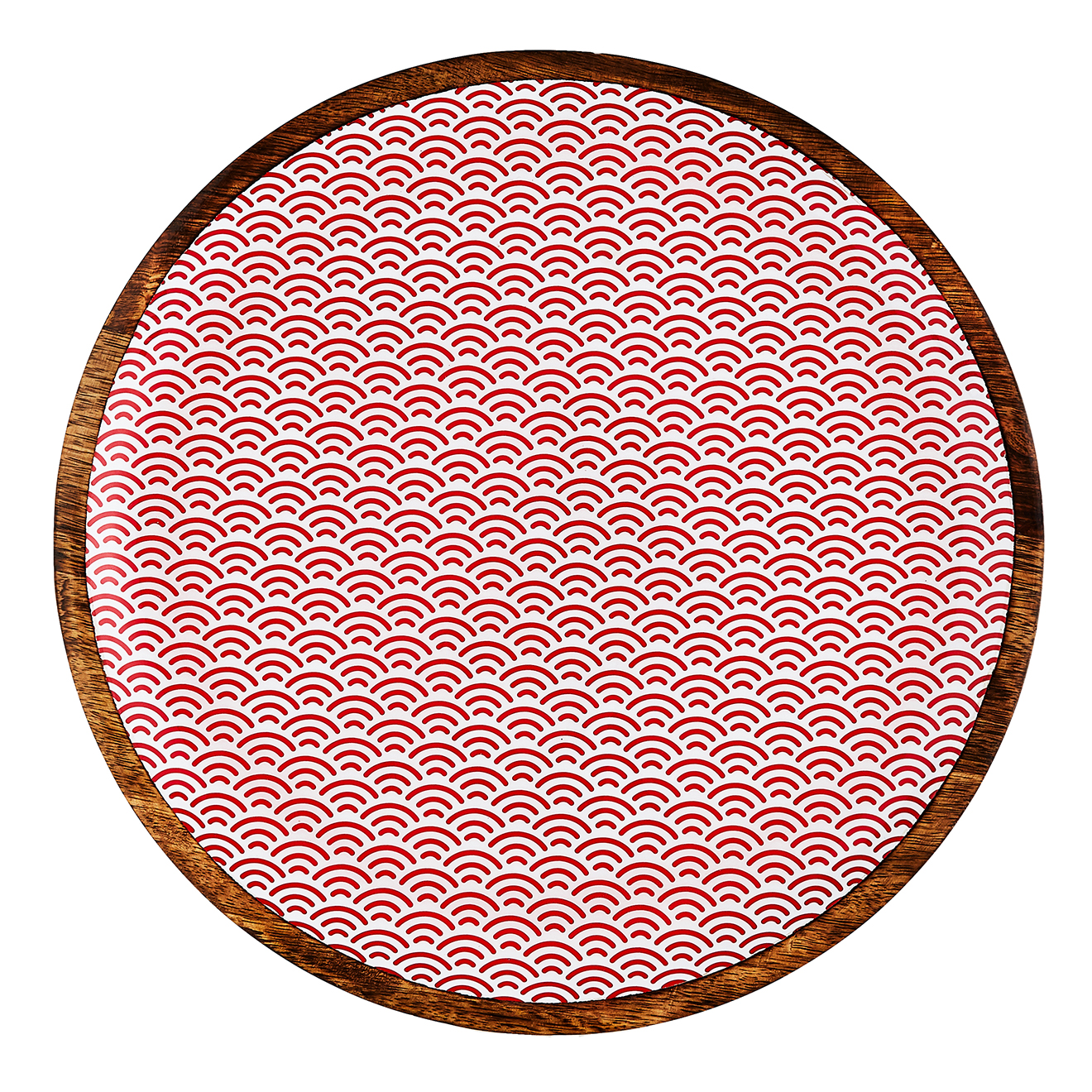 Plateau de service rond en bois de manguier Rainbow Color rouge - D.30 cm