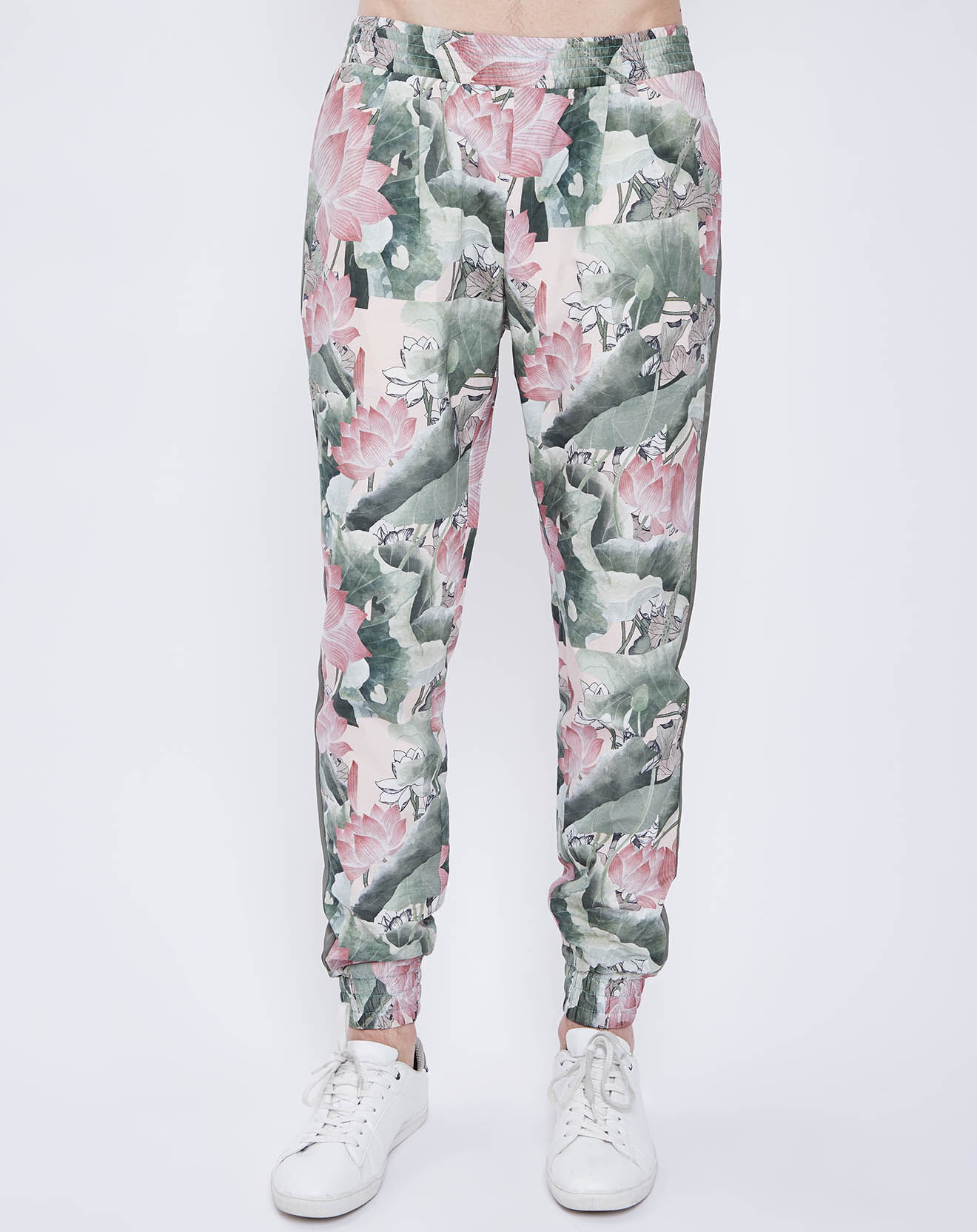 Pantalon imprimé floral rose/vert