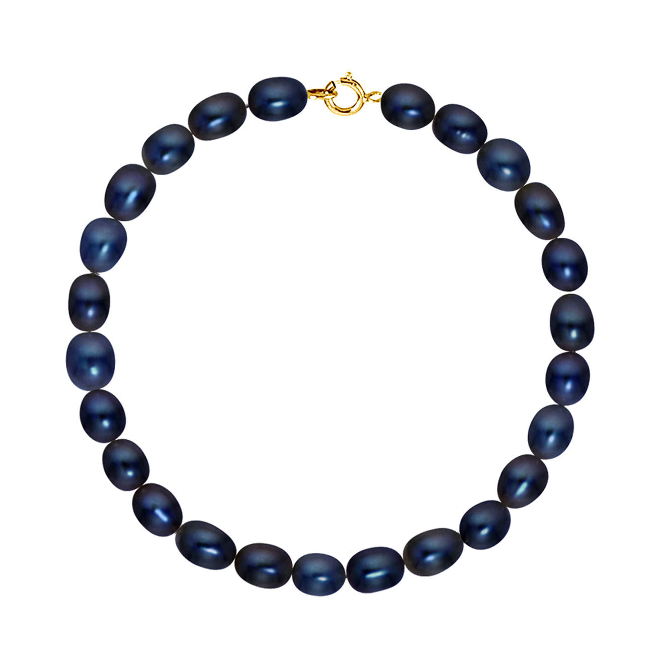 mitzuko - bracelet or jaune rang de perles d'eau douce noires