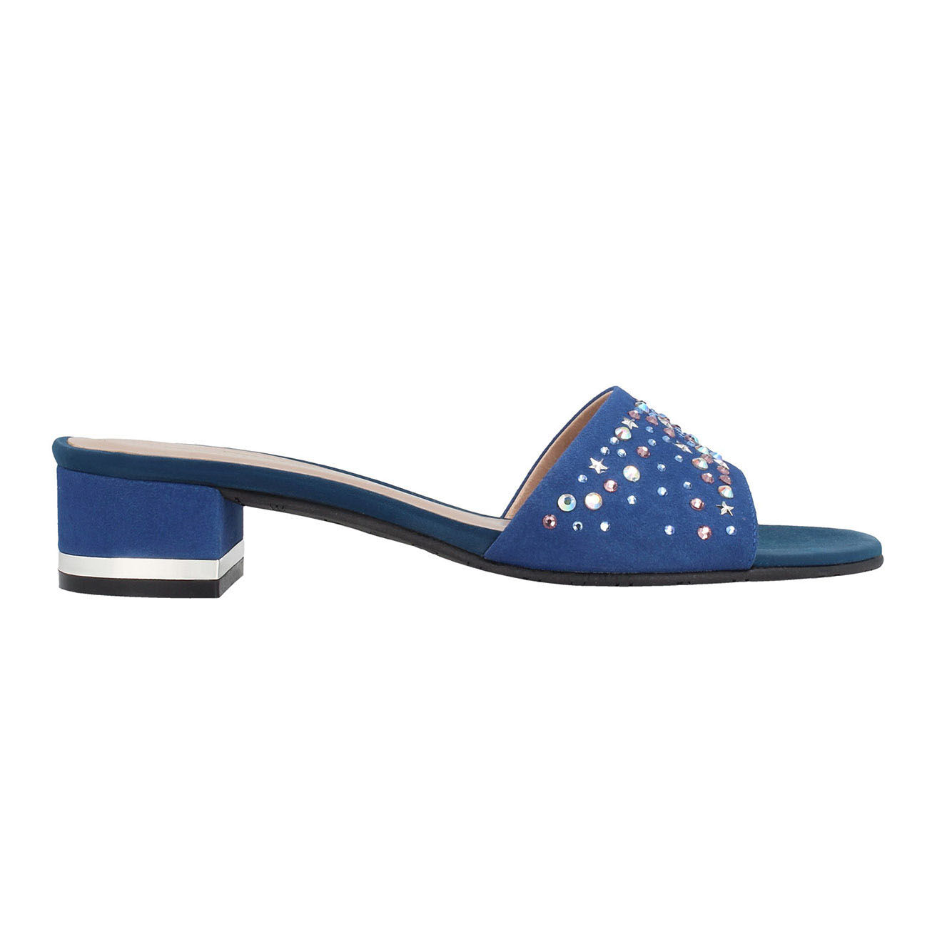 Mules en Velours de Cuir Amélie bleu marine