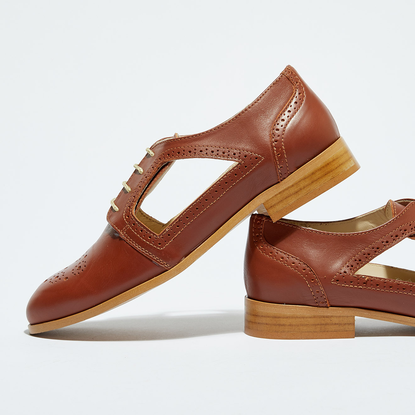 Derbies en Cuir Auriane camel