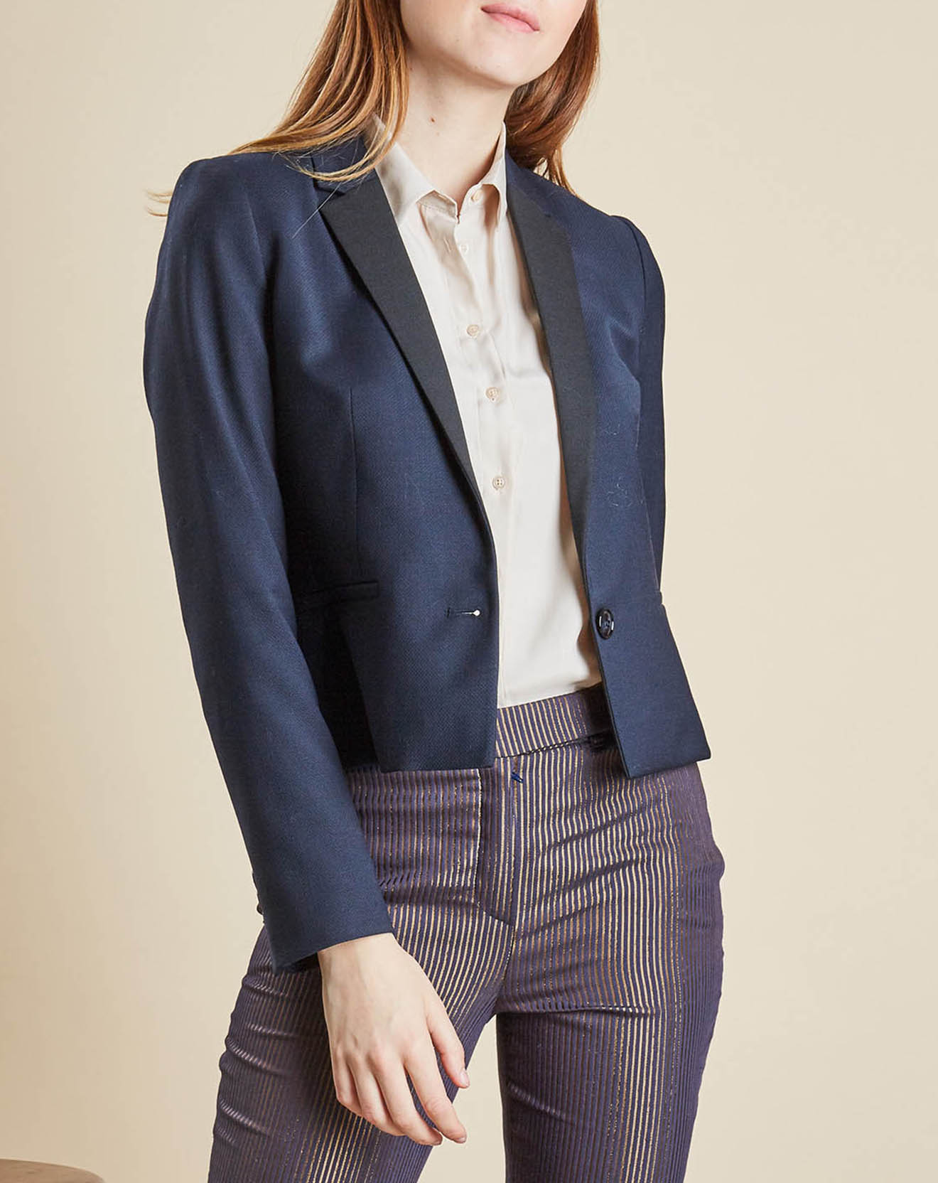 Blazer en Laine mélangée Aimy denim foncé