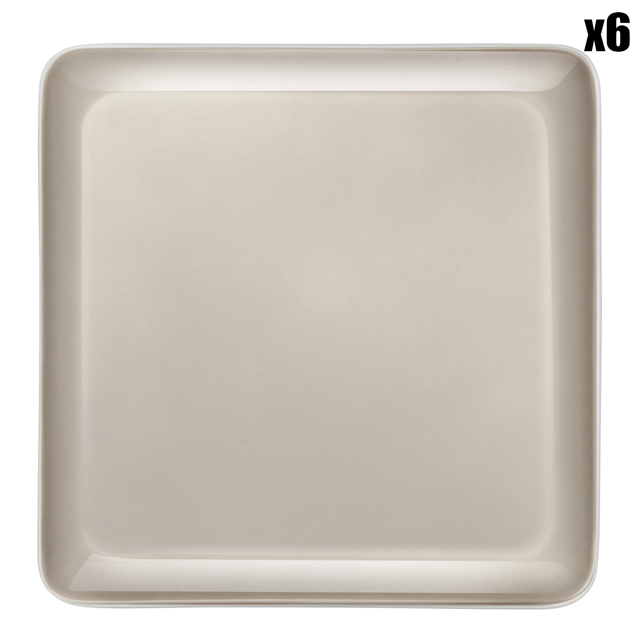 6 Assiettes plates carrées Nomade Taupe