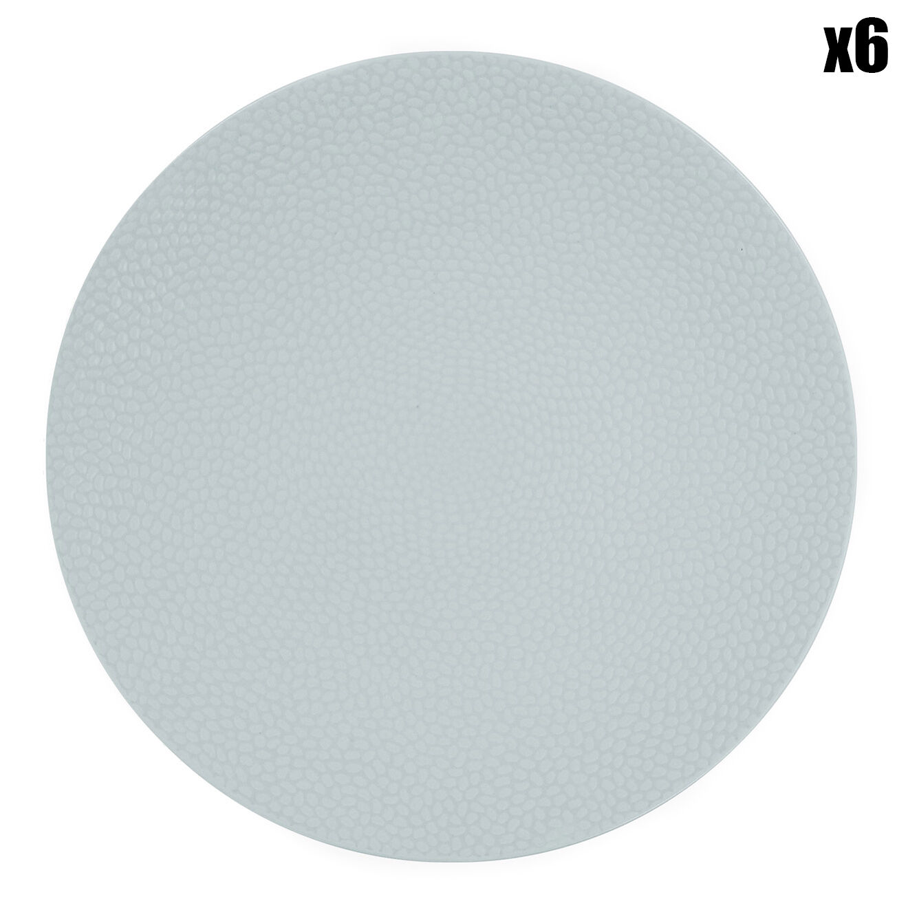 6 Assiettes plates Stone Bleu Pastel