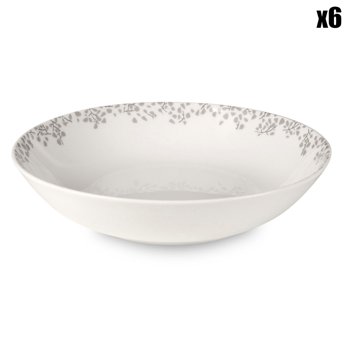 6 Assiettes creuses Strawberry Blanc/ Gris