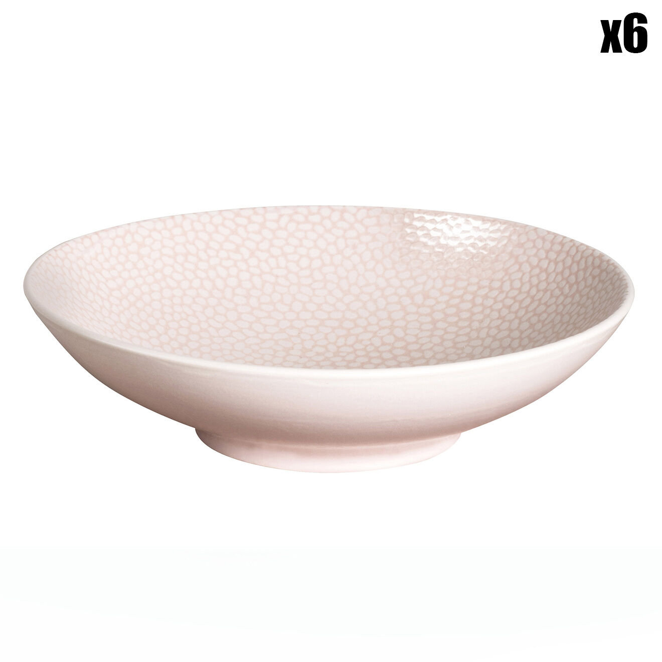 6 Assiettes à salades et pates Stone Rose Pastel